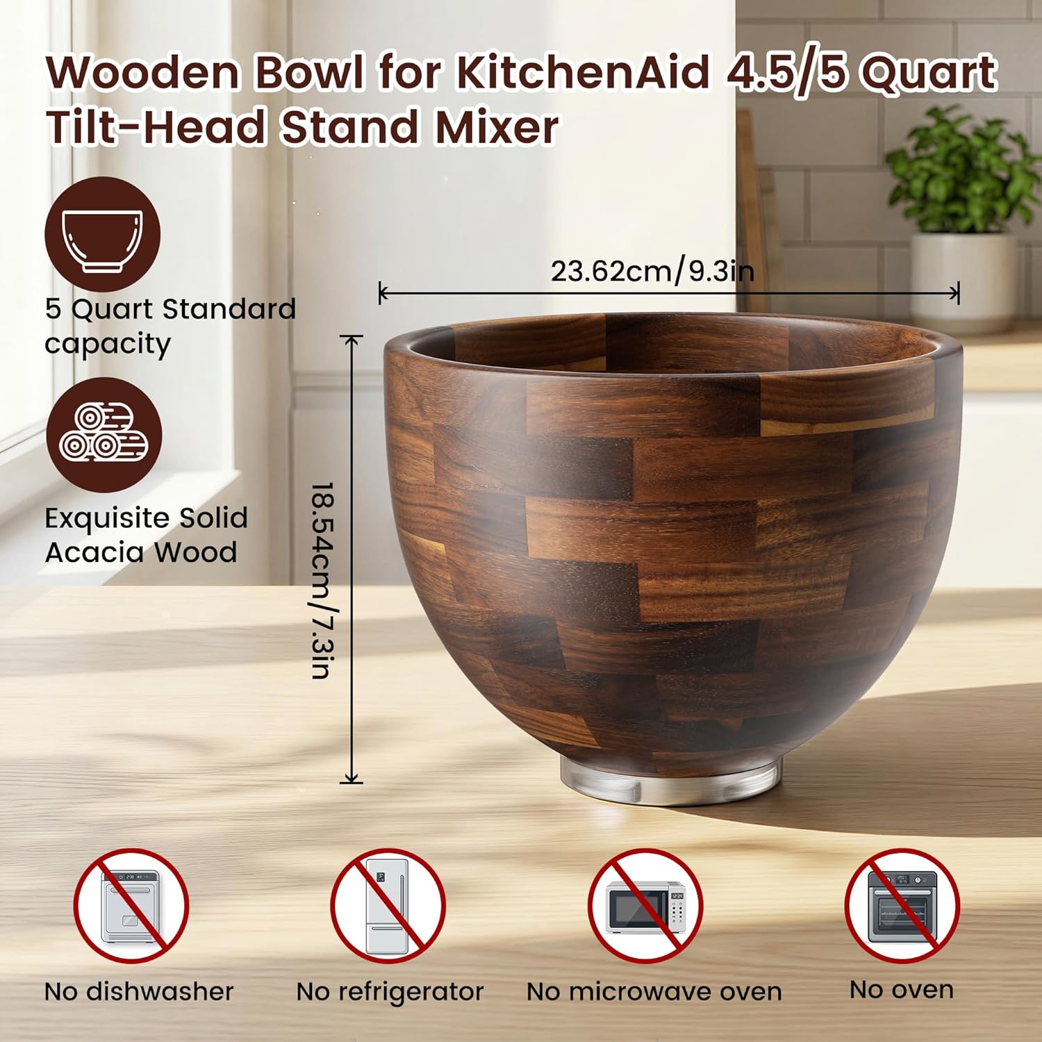 KitchenAid 5-Quart Wooden Mixing Bowl
