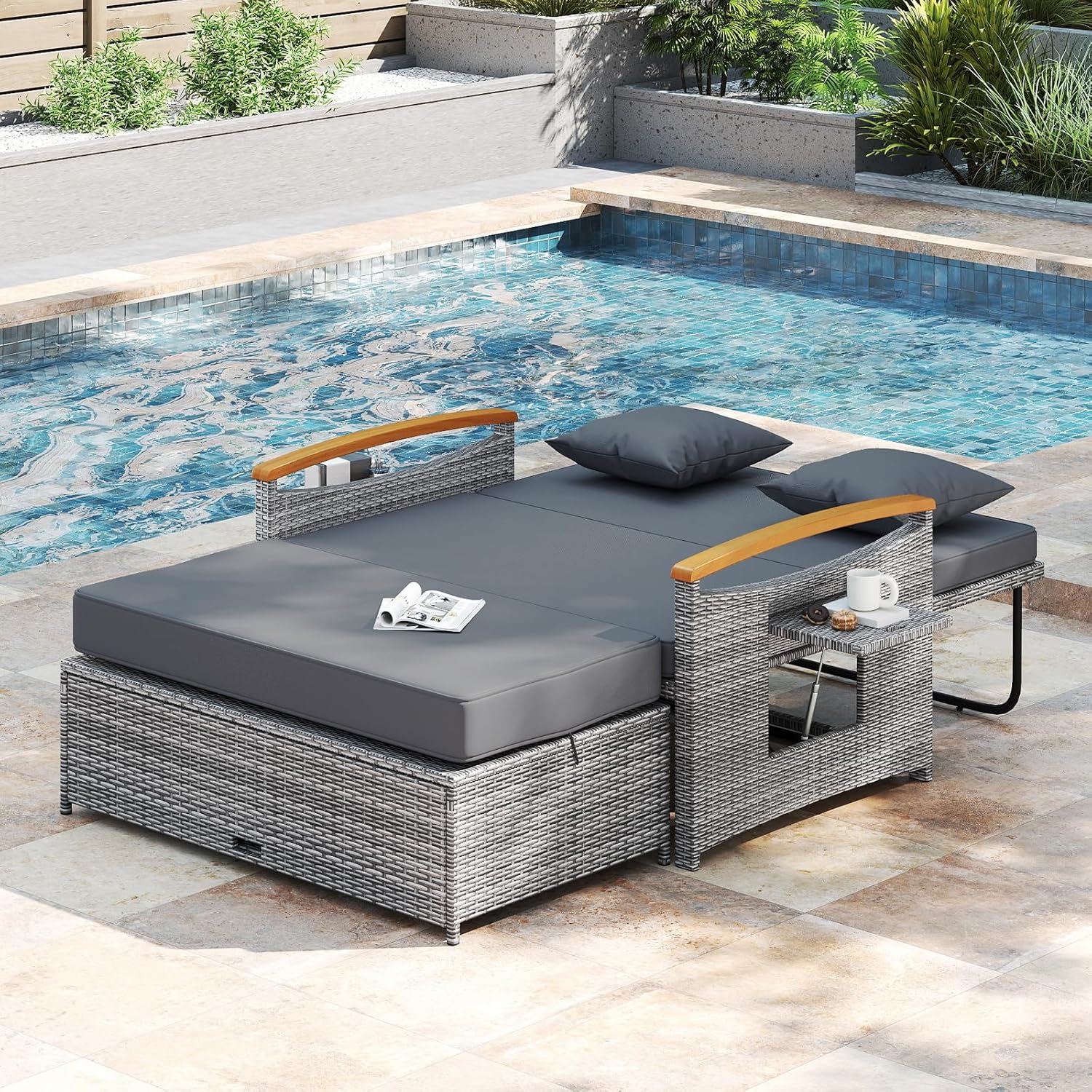 Convertible Outdoor Rattan Loveseat
