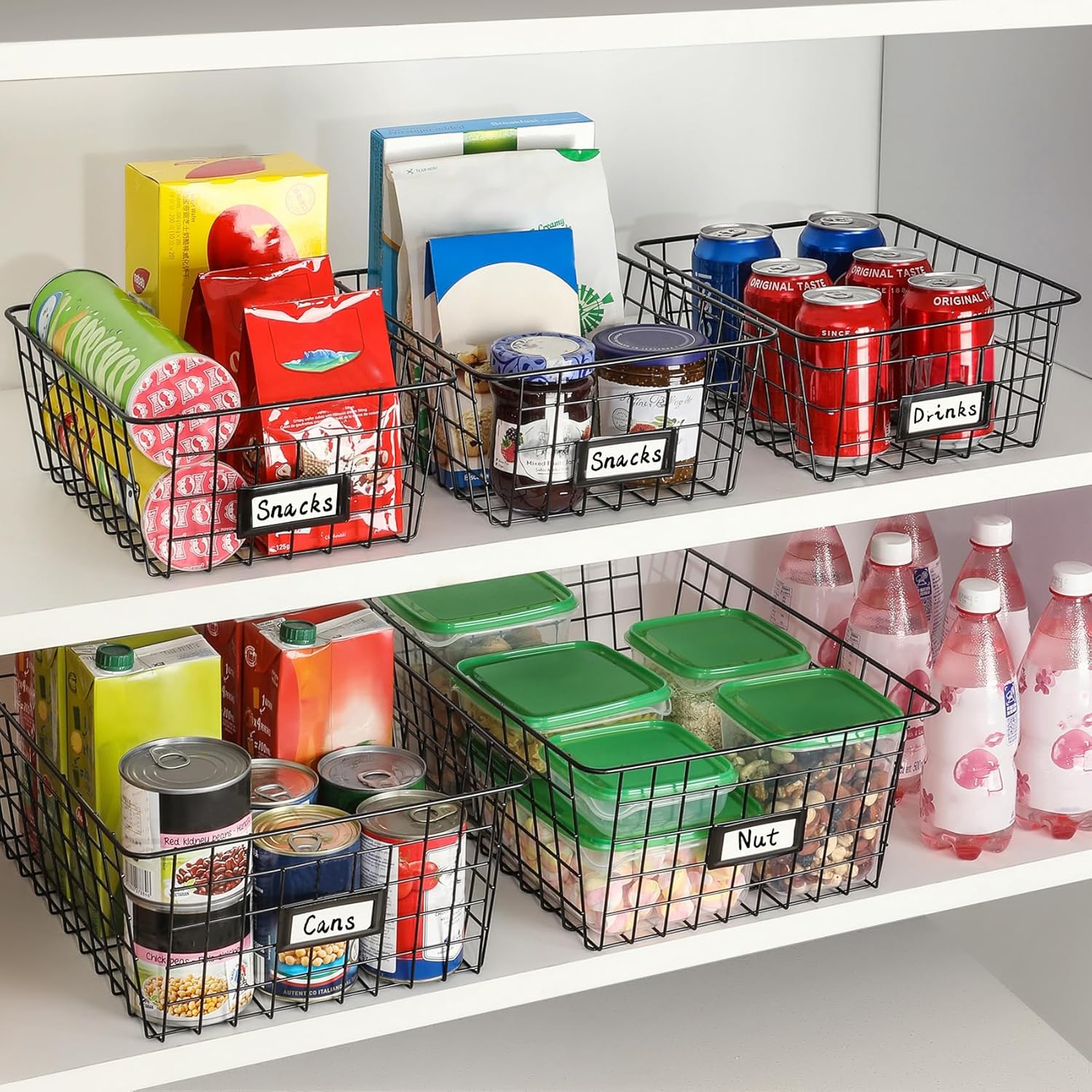 Metal Wire Storage Baskets (Set of 6)