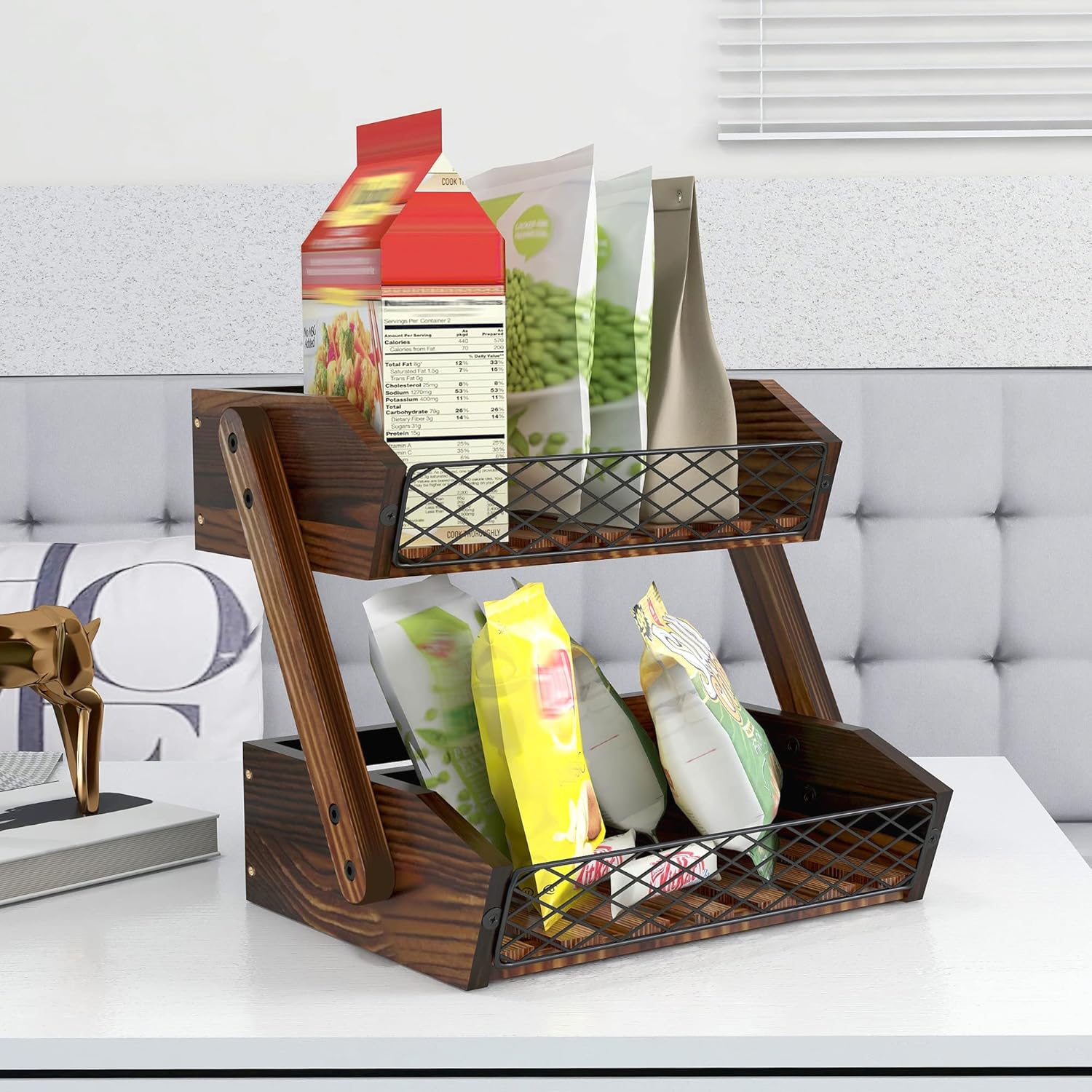 2-Tier Wooden Storage Rack