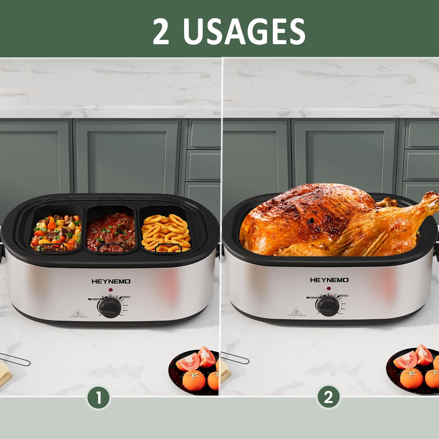 Roaster Oven, 24 Qt, 3 Compartments