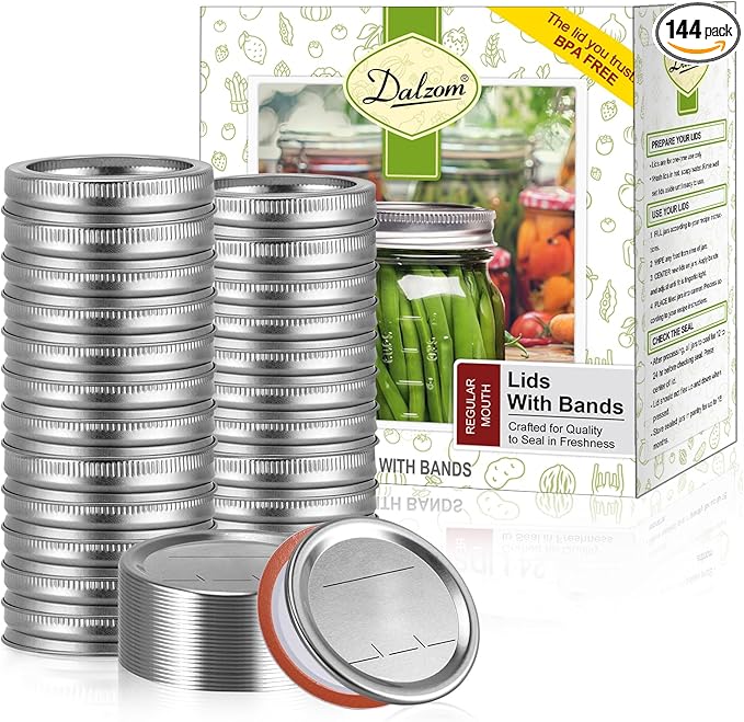 Mason Jar Lids with Bands (144 Pack)