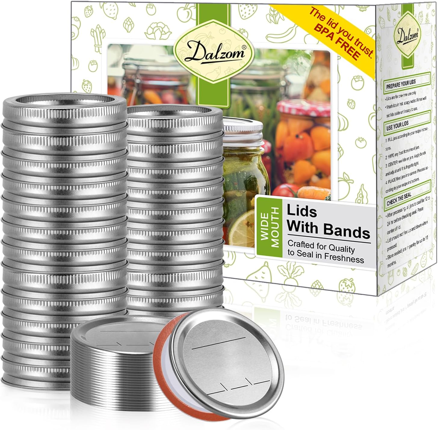 Wide Mouth Mason Jar Lids with Bands