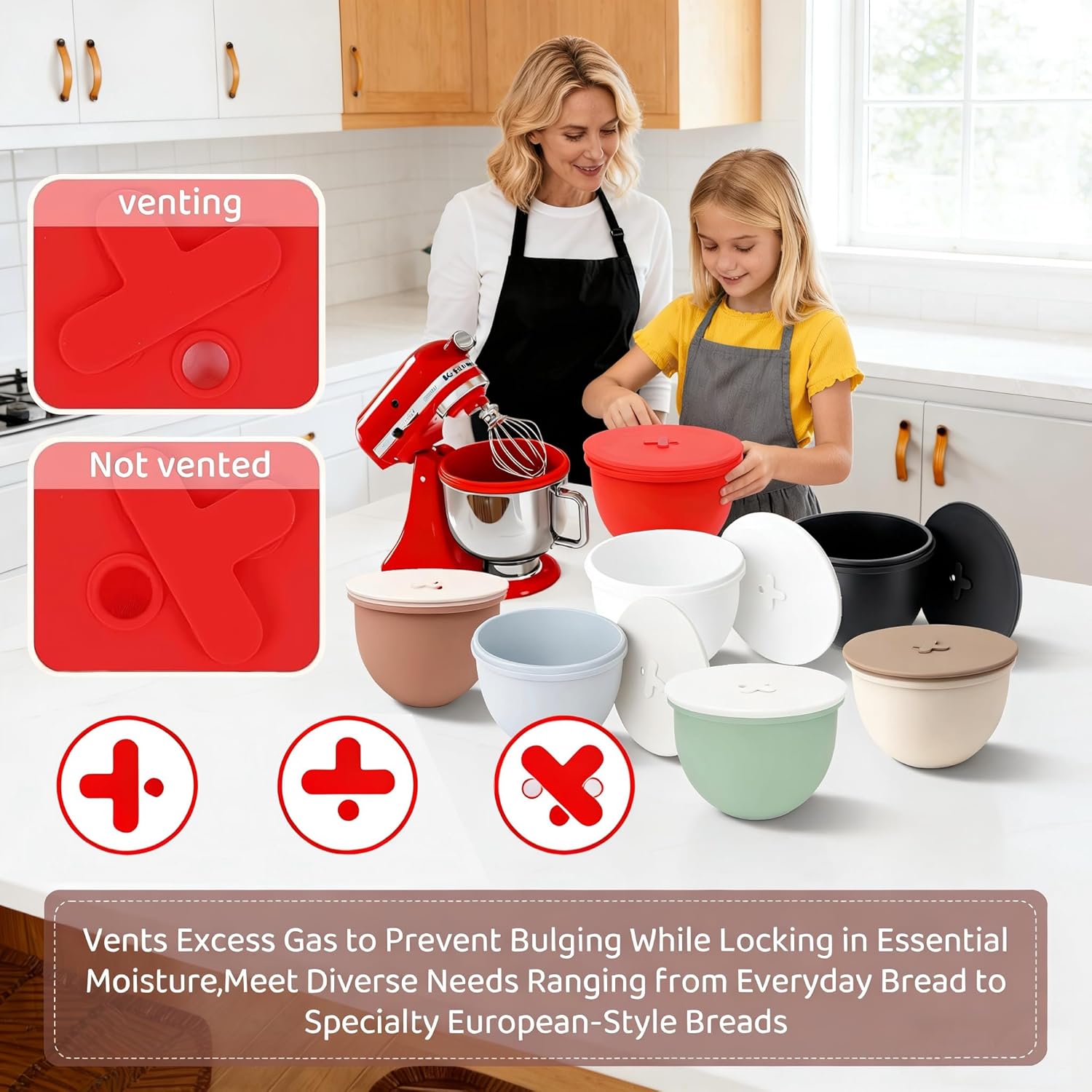Kitchen Mixer Bowls with Lids Set