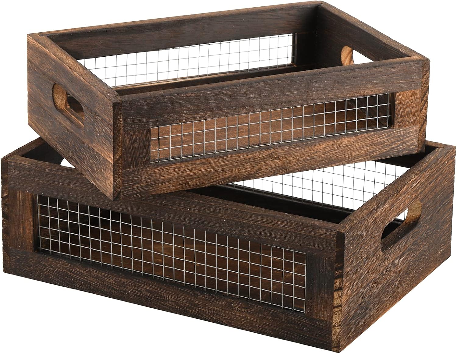 Rustic Wooden Storage Crates (Set of 2)