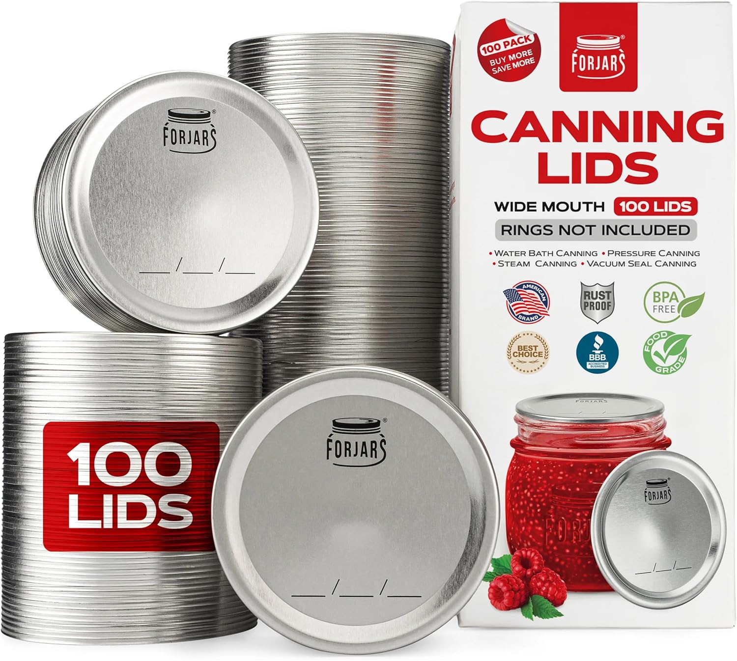 Wide Mouth Canning Lids (100 Pack)