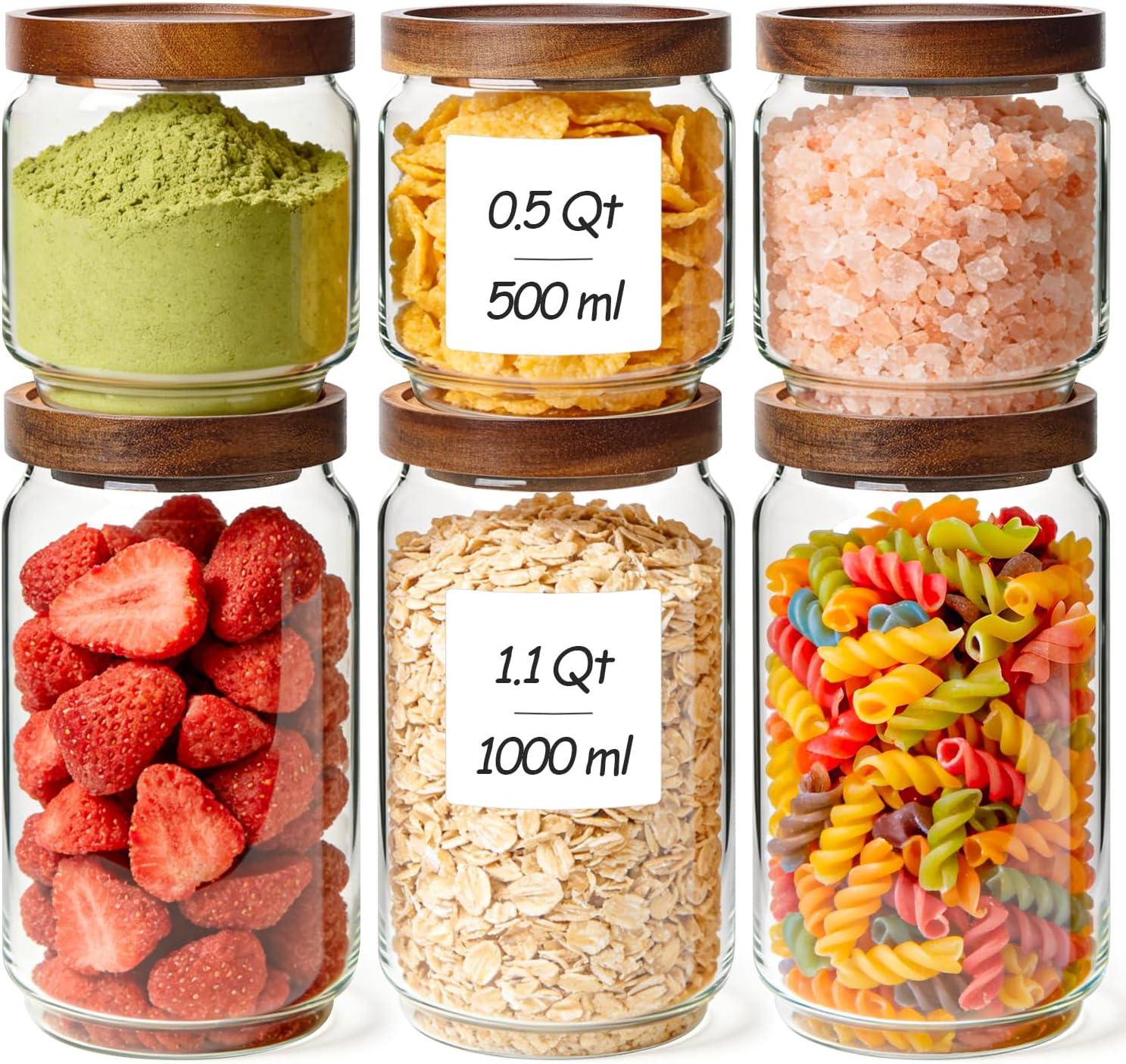 Glass Storage Jars with Wooden Lids