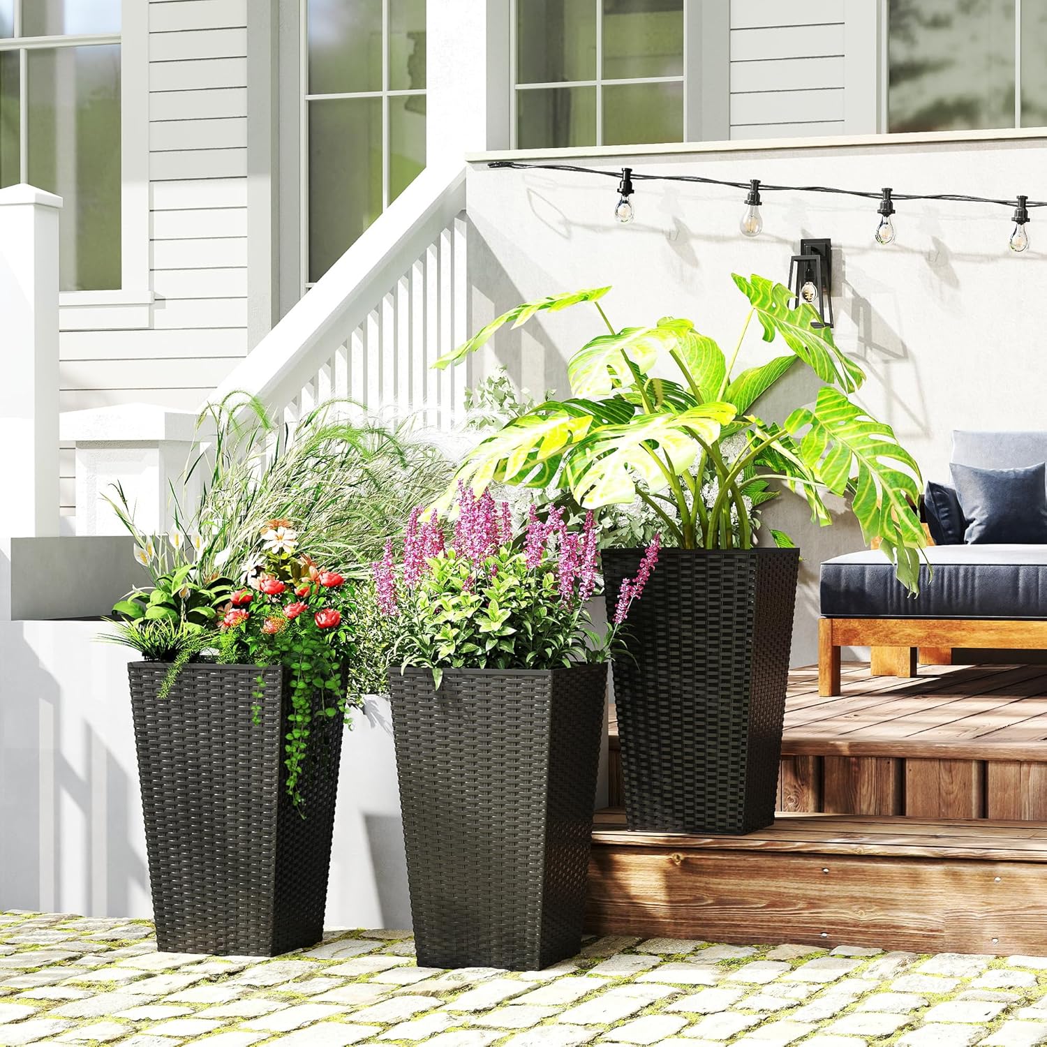 Tall Wicker Planter Set (3-Pack)