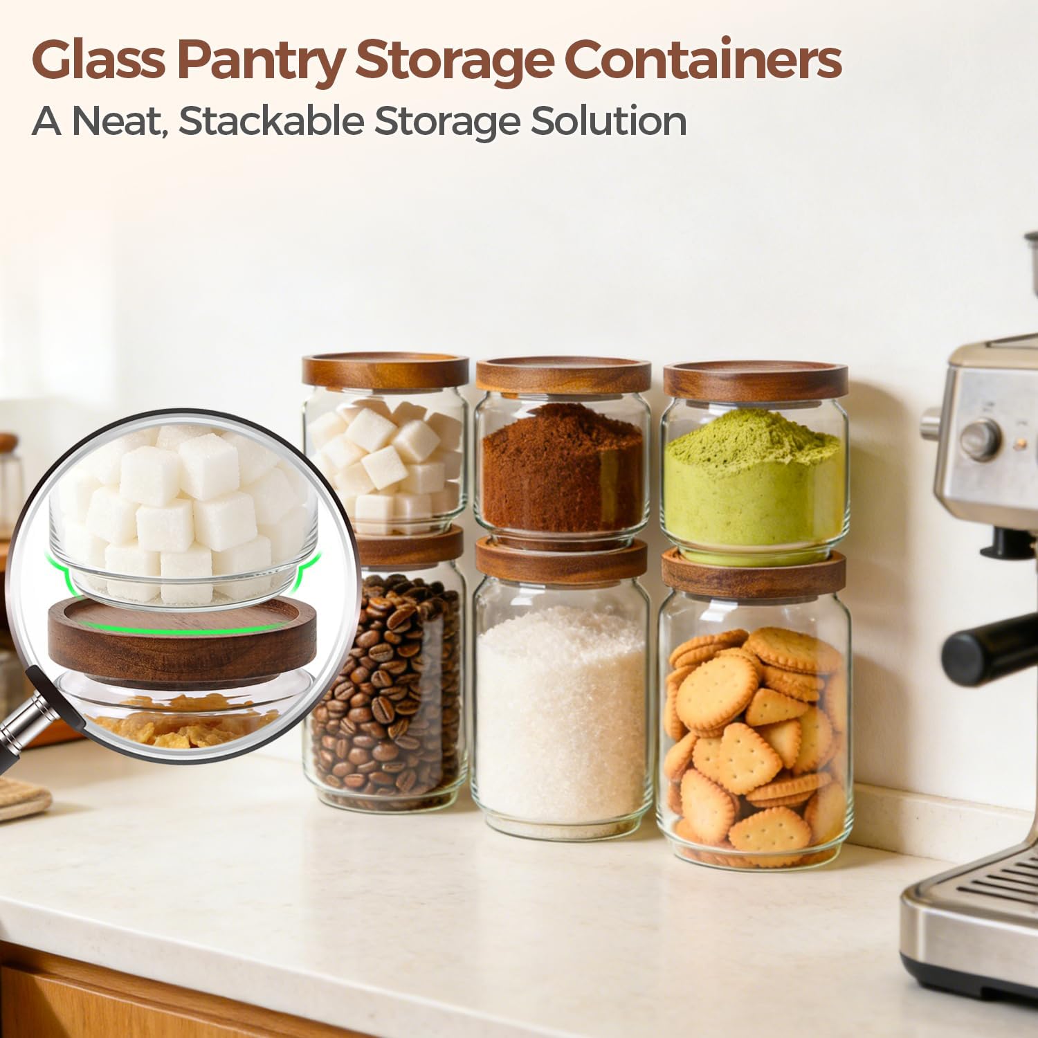 Glass Storage Jars with Wooden Lids