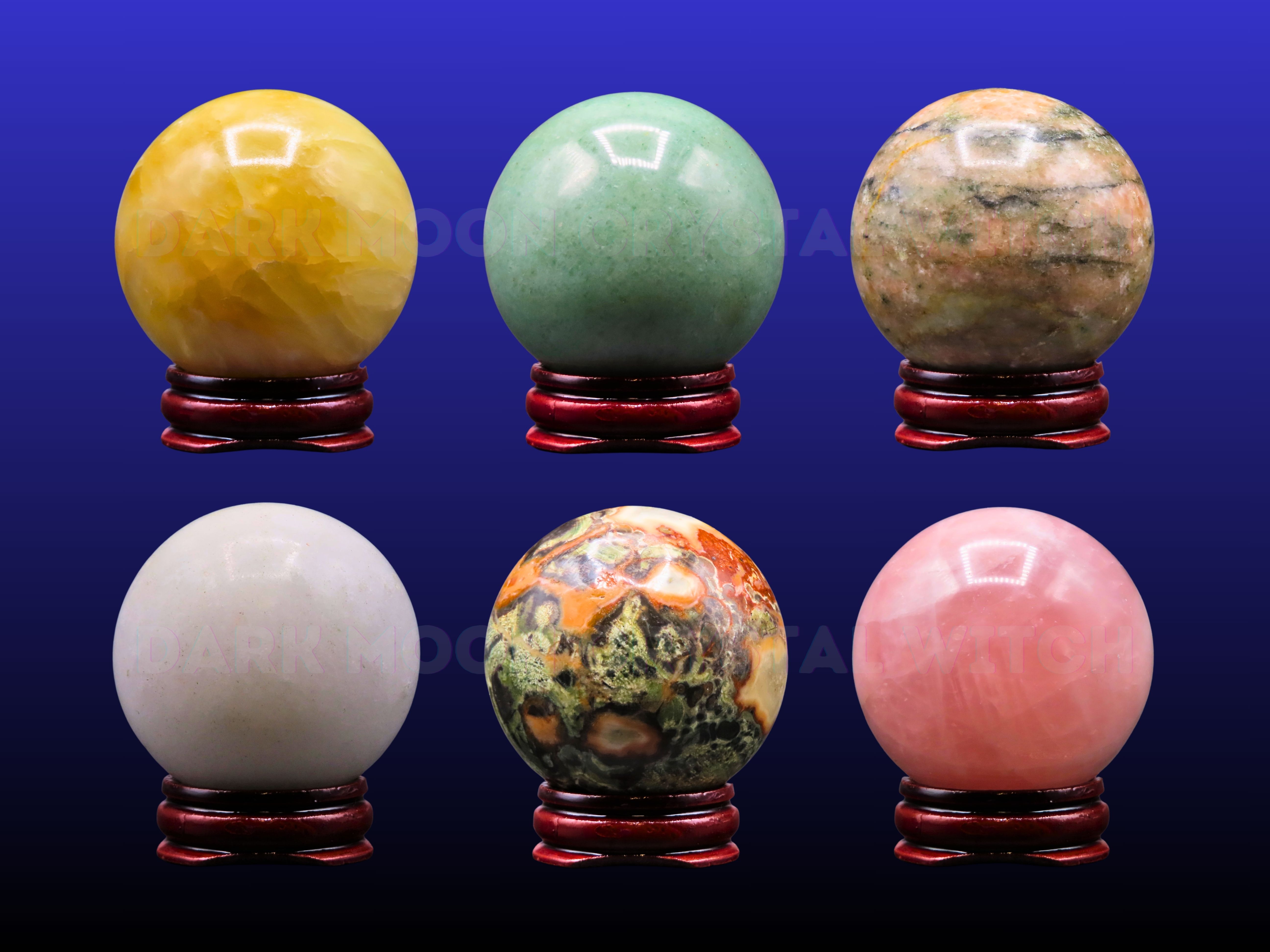 Assorted Crystal Gemstone Spheres (50mm) with Stand