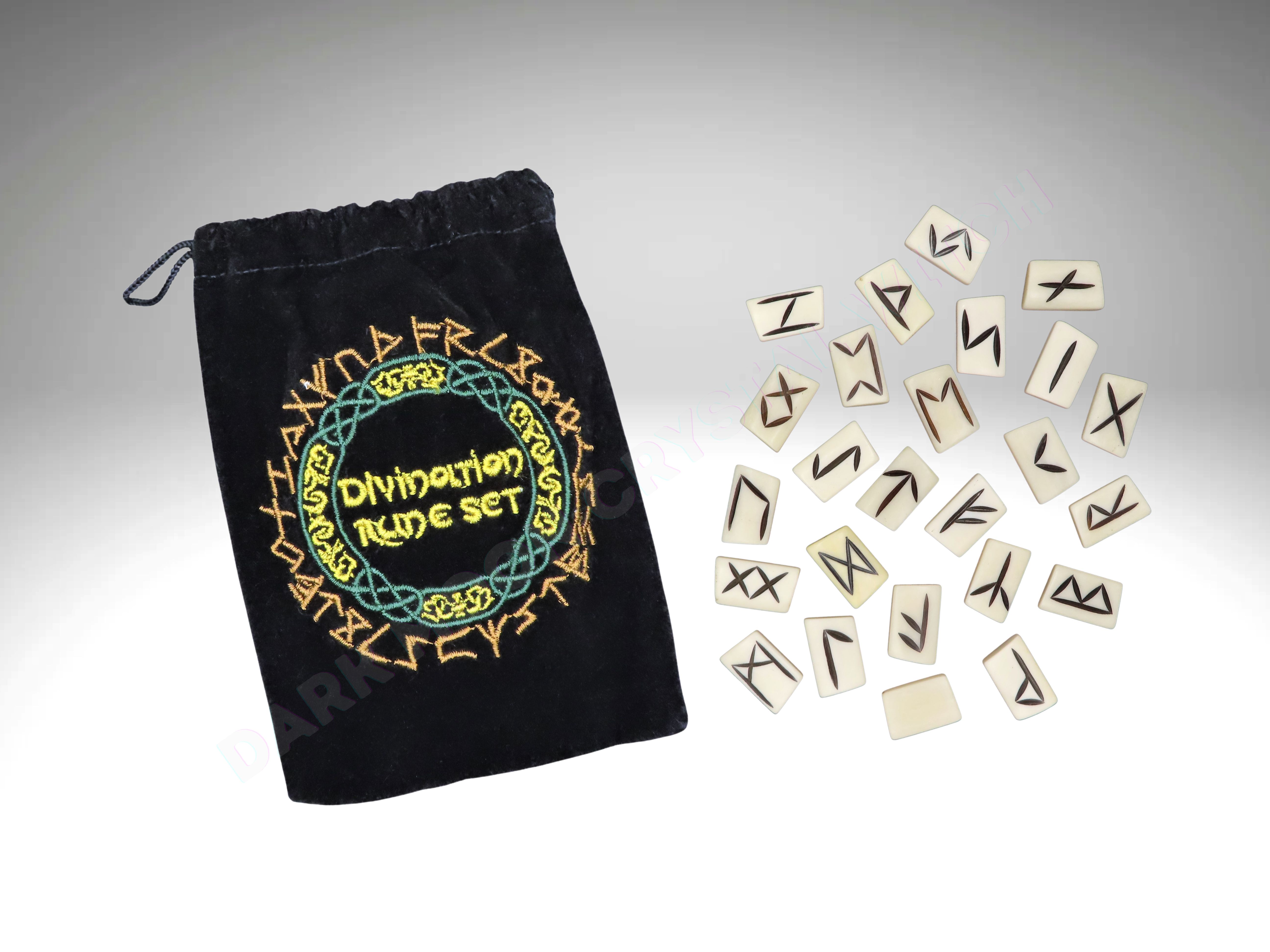 Bones Rune Set w/ Black Velvet Bag
