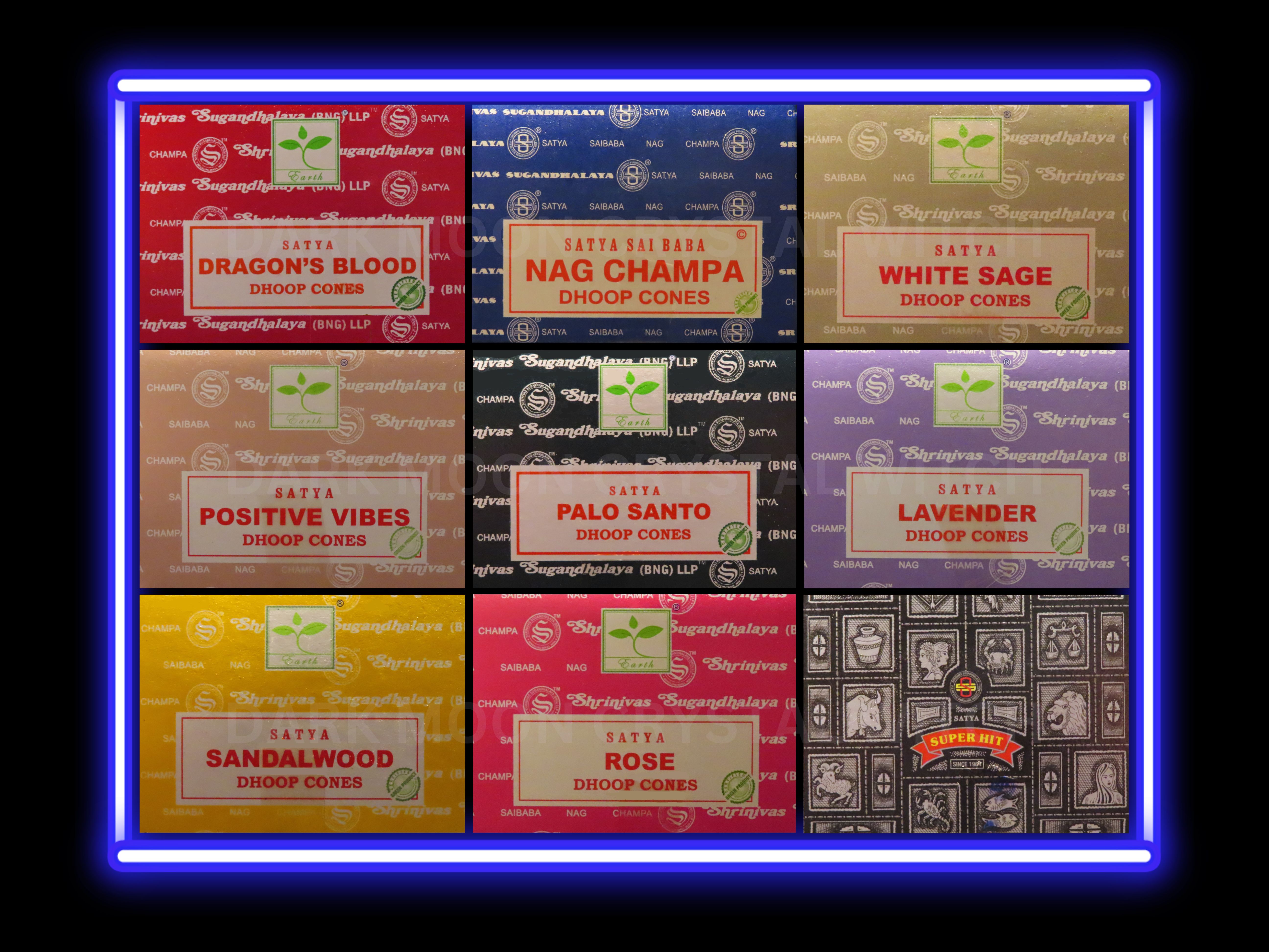 Satya Incense Cones (12 Cones Per Pack), Dragon's Blood, Palo Santo, Lavender, Nag Champa & More