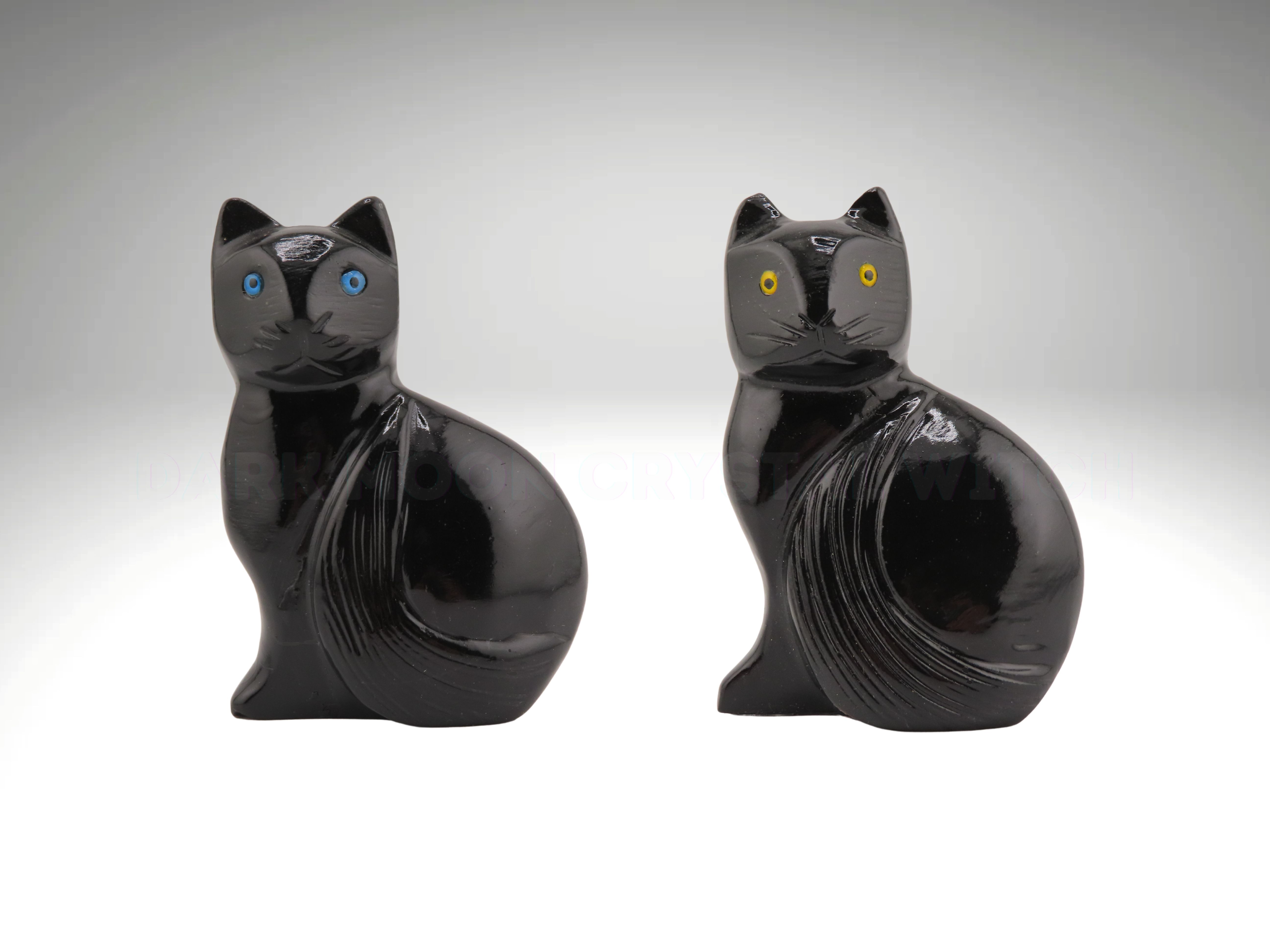 Black Onyx Cat Figurine, Protection Stone