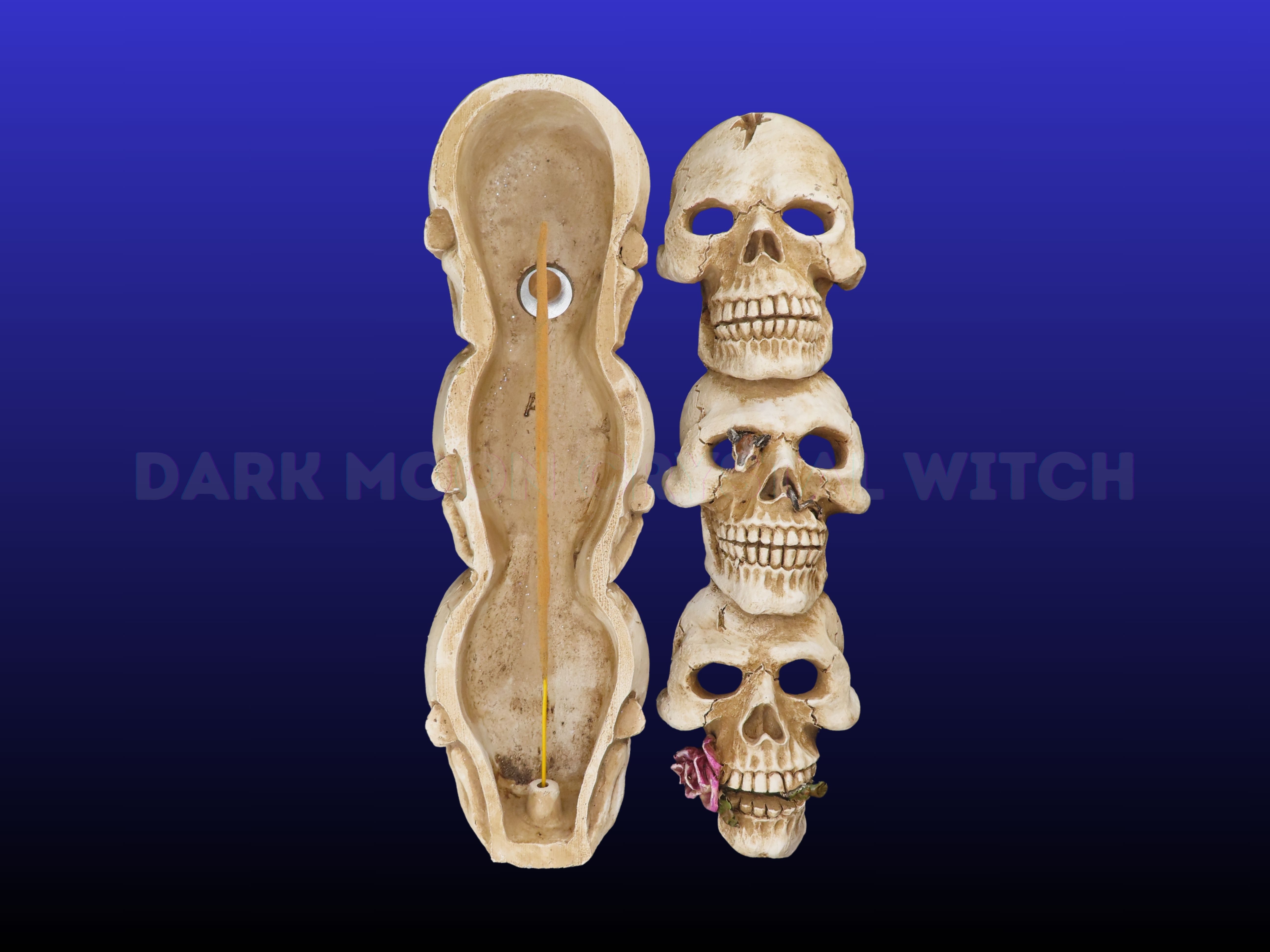 Triple Skull Incense Stick & Cone Burner Coffin Box