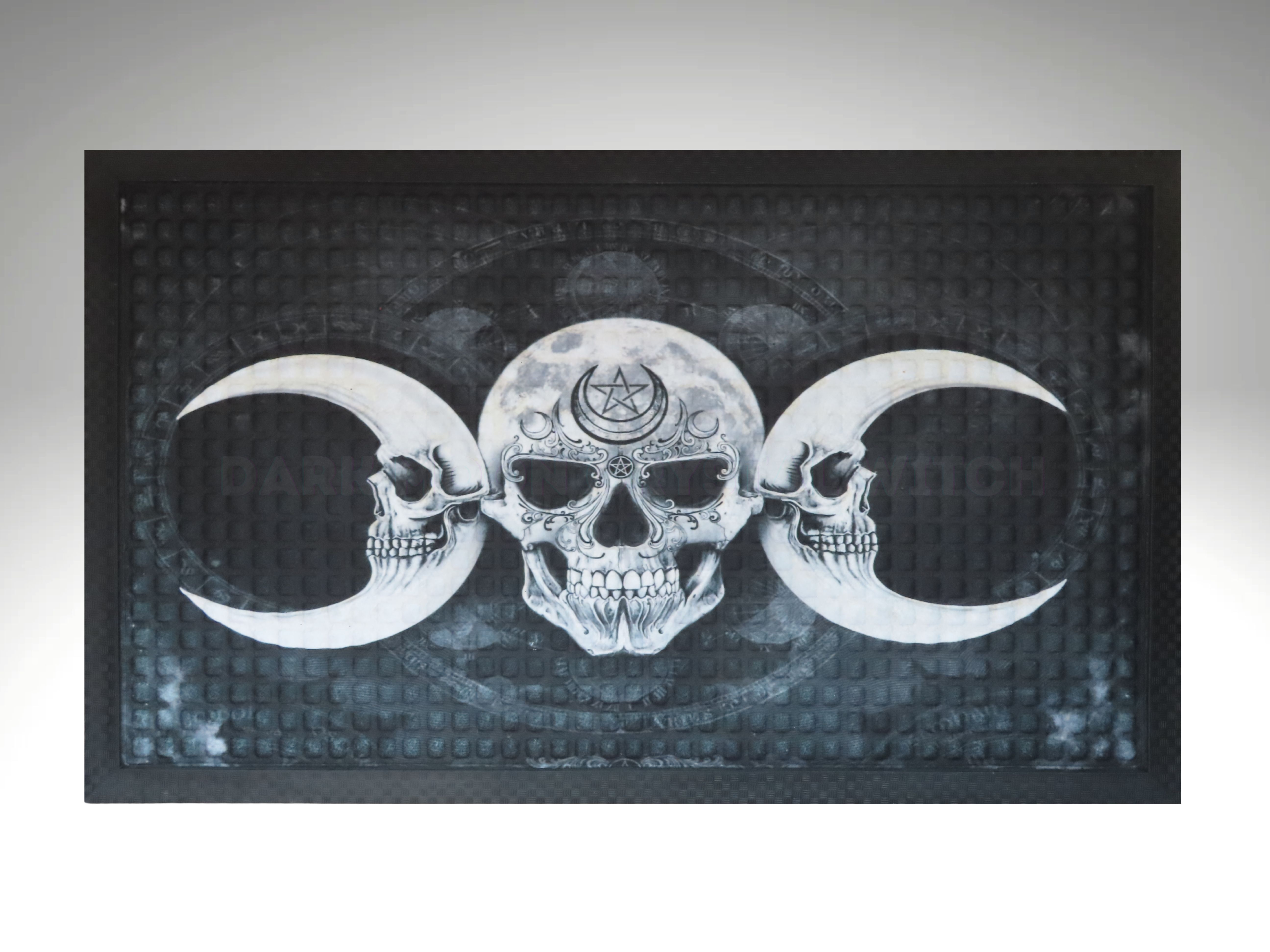 Skull & Crescent Moon Rubber Doormat (18" x 30")