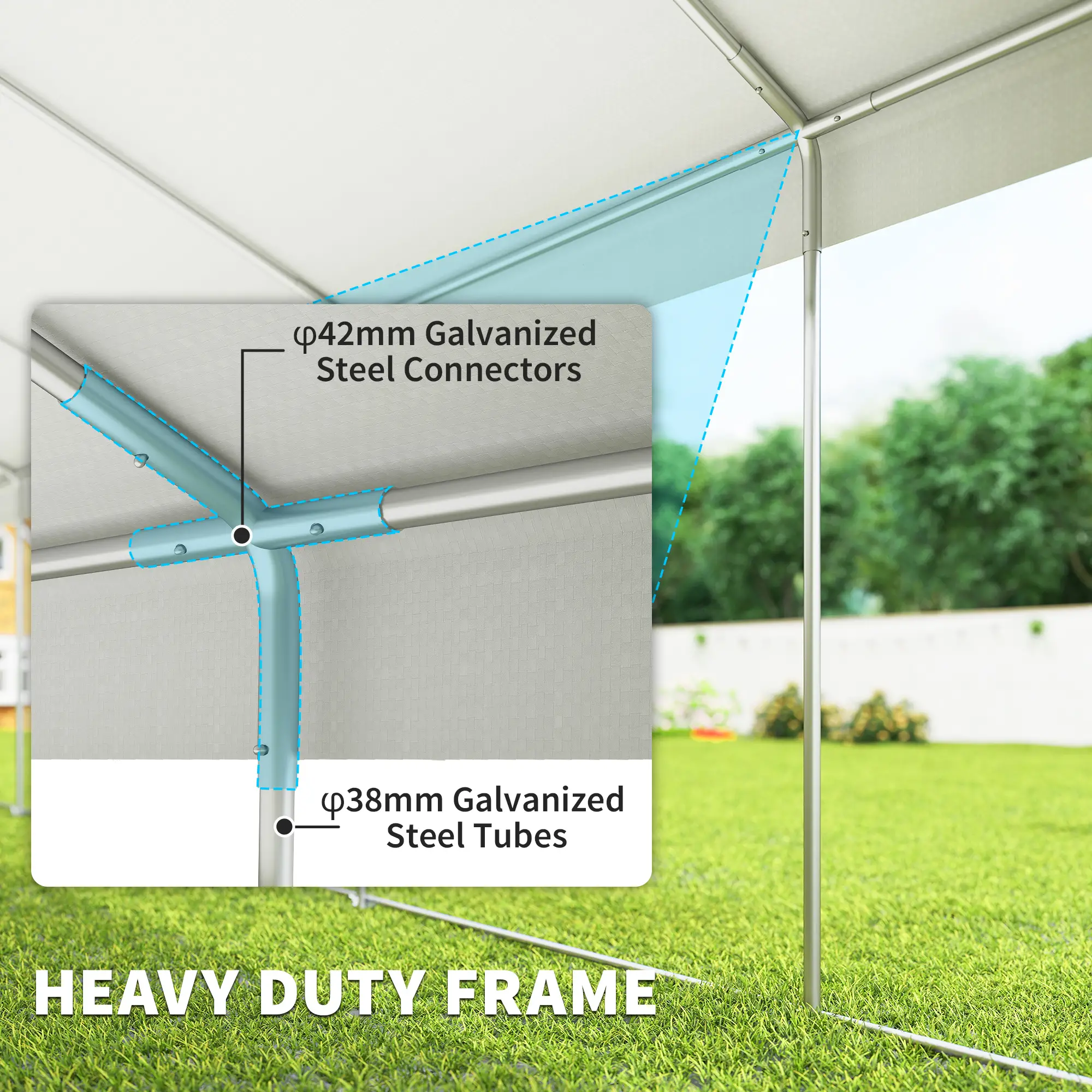  16'x32' Heavy Duty Large Party Tent & Carport with Removable Sidewalls, Portable Garage Canopy Tent, White