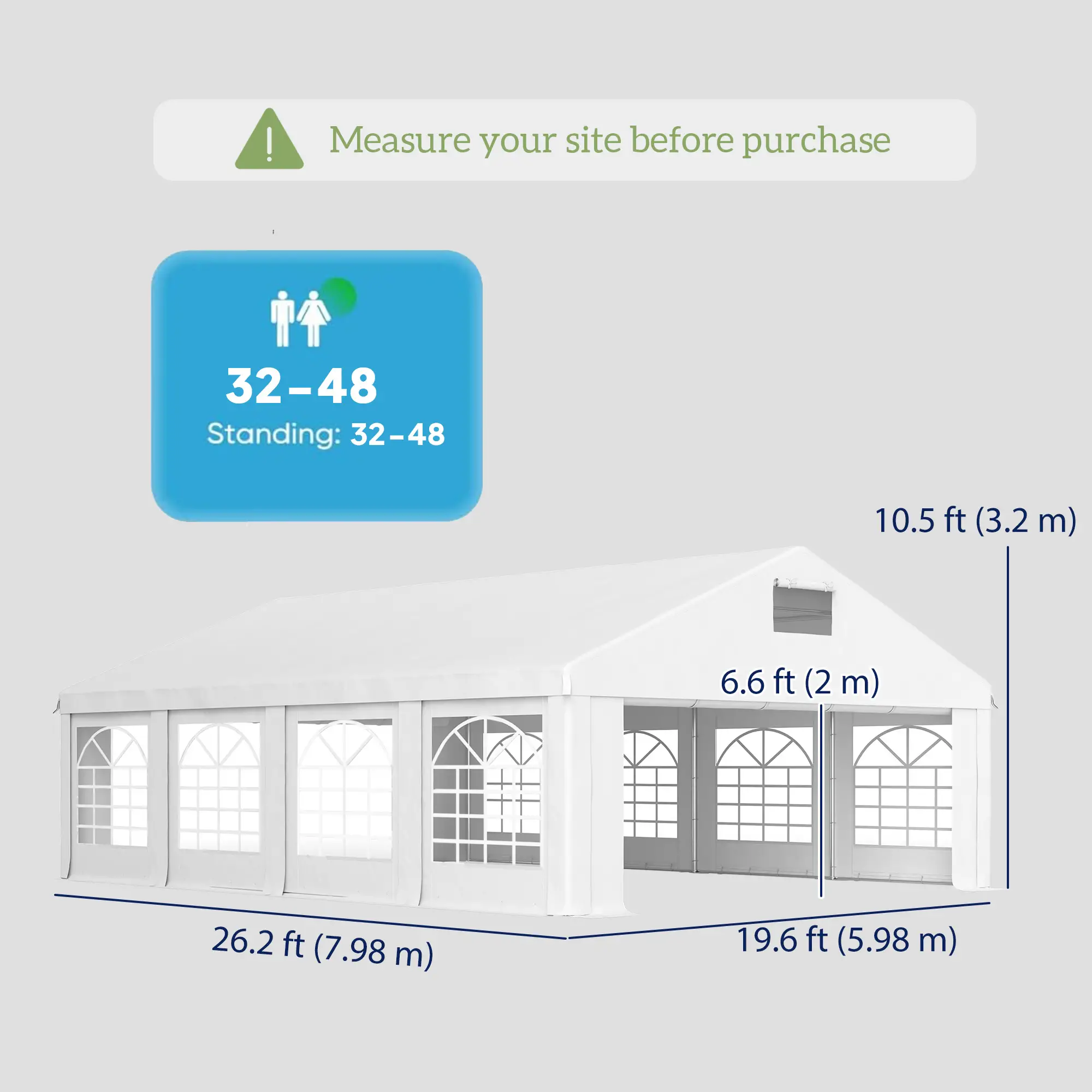 19.6' x 26' Heavy Duty Party Tent and Carport, Outdoor Canopy Tent with Removable Sidewalls, 8 Windows and Vents