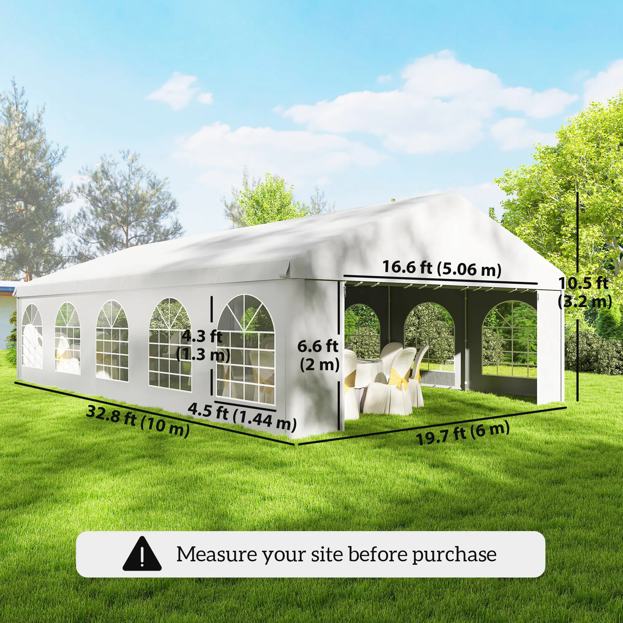 20'x32' Heavy Duty Large Party Tent & Carport with Removable Sidewalls, Portable Garage Canopy Tent, White