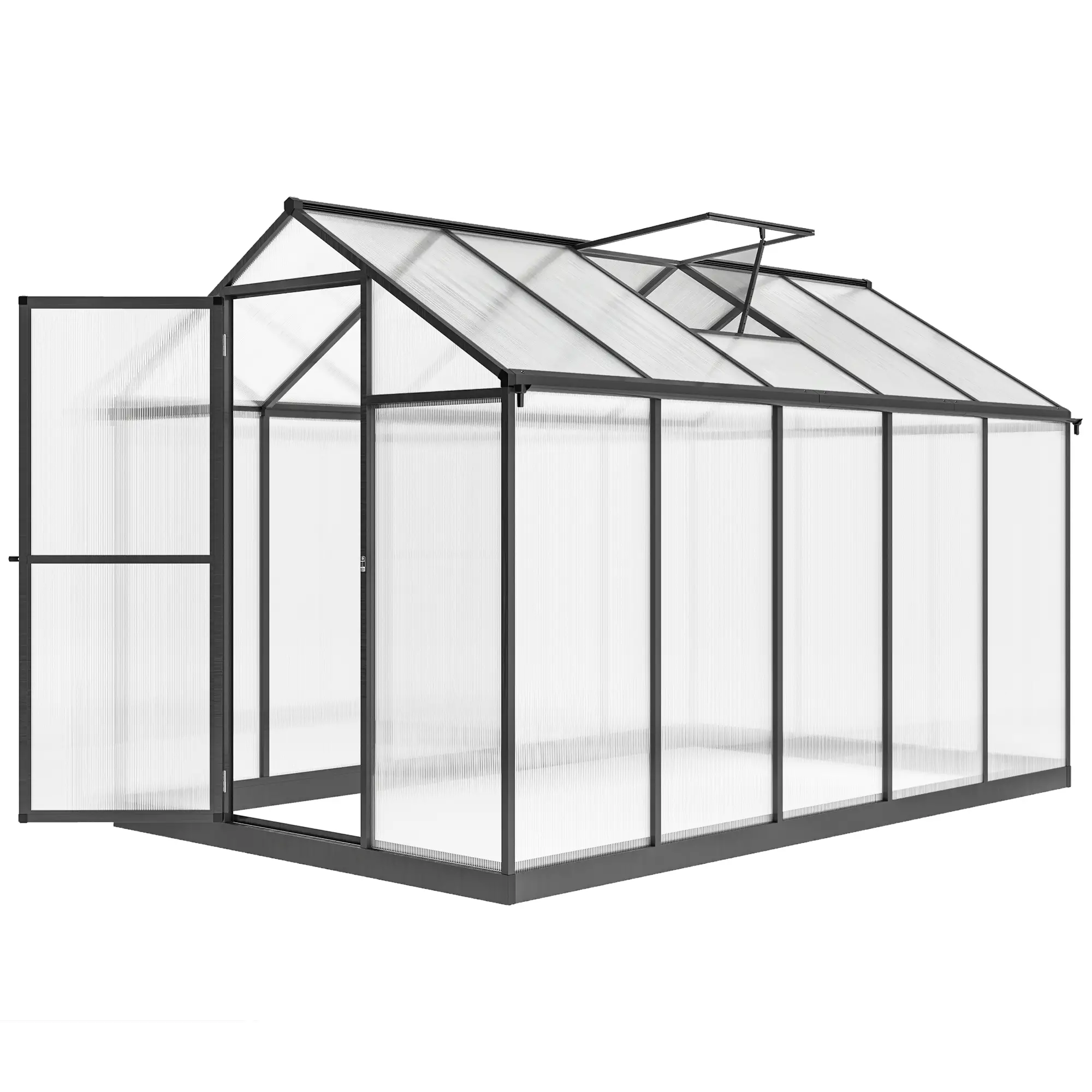  Polycarbonate Greenhouse, Aluminum Walk-In Green House Kit Garden, 6' x 10' x 6.4', Charcoal Grey