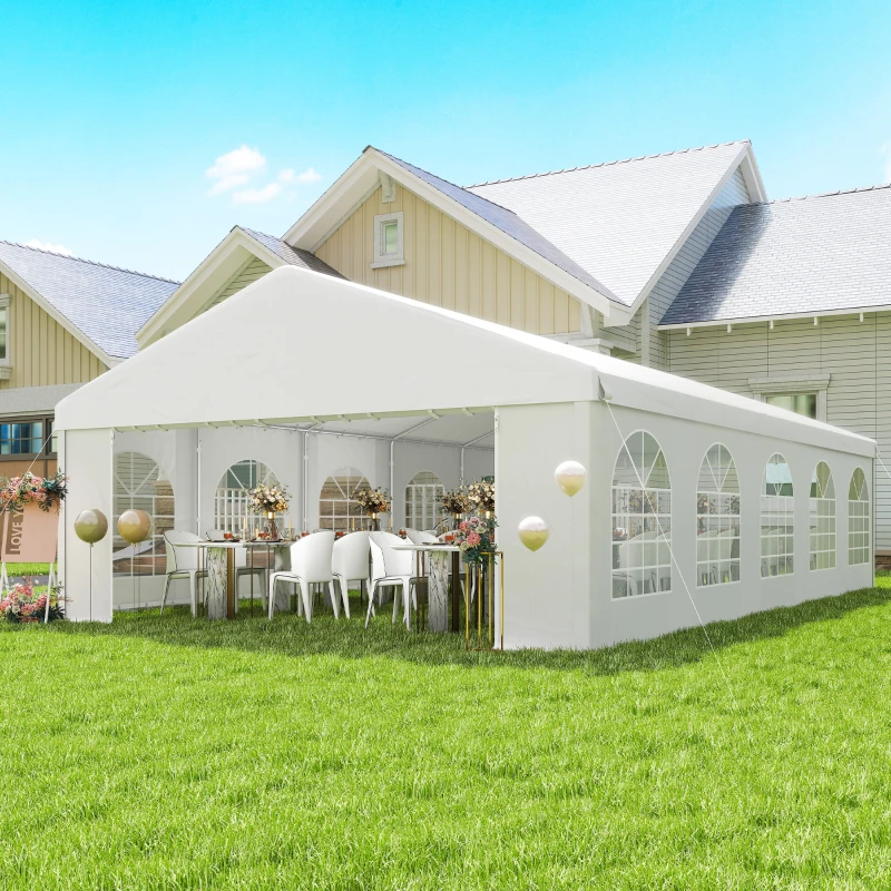 20'x32' Heavy Duty Large Party Tent & Carport with Removable Sidewalls, Portable Garage Canopy Tent, White