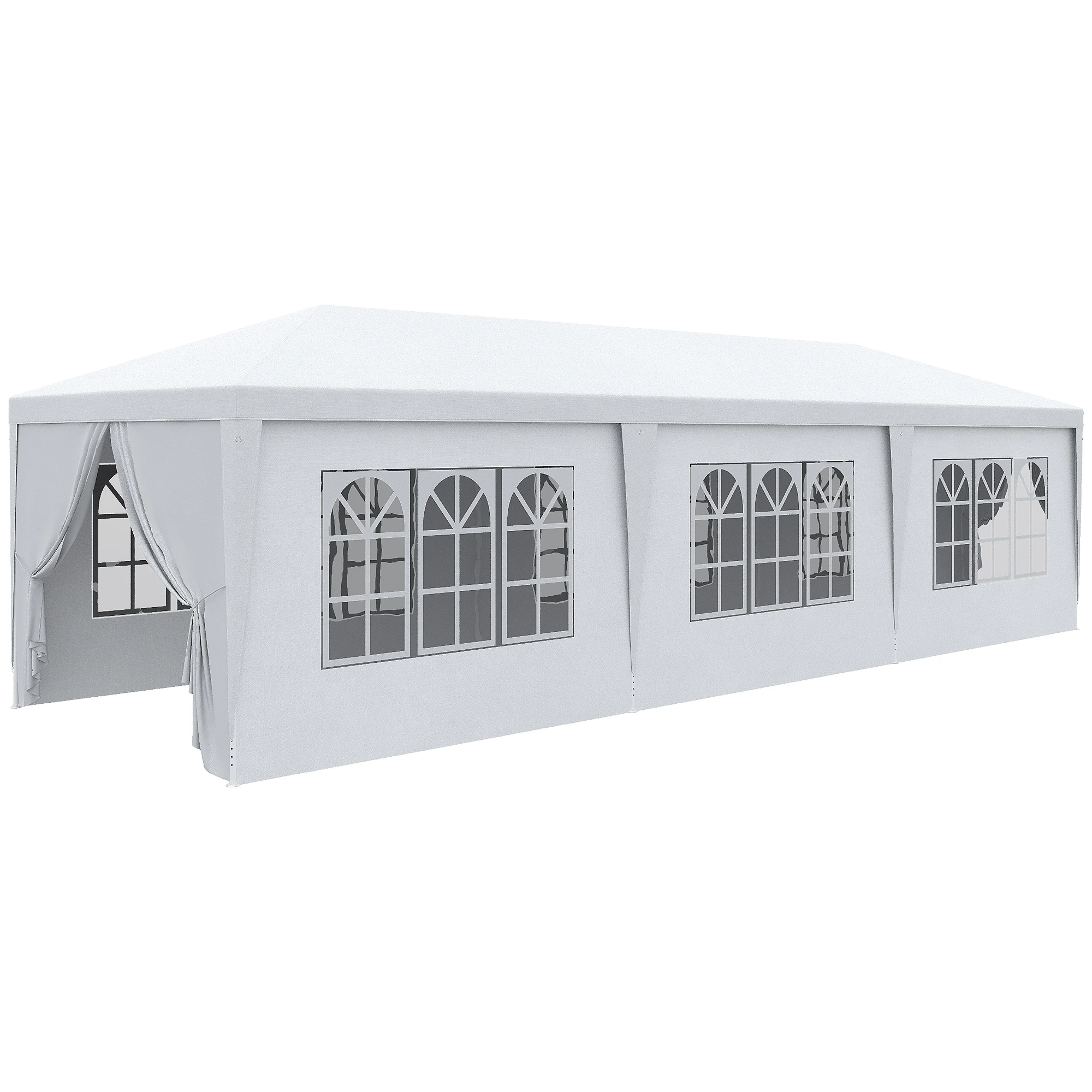 10' x 28' Party Gazebo Tent, Portable Folding Wedding Event Canopy with 8 Removable Sidewalls, Large Outdoor Shelter for Garden Parties and Events, White