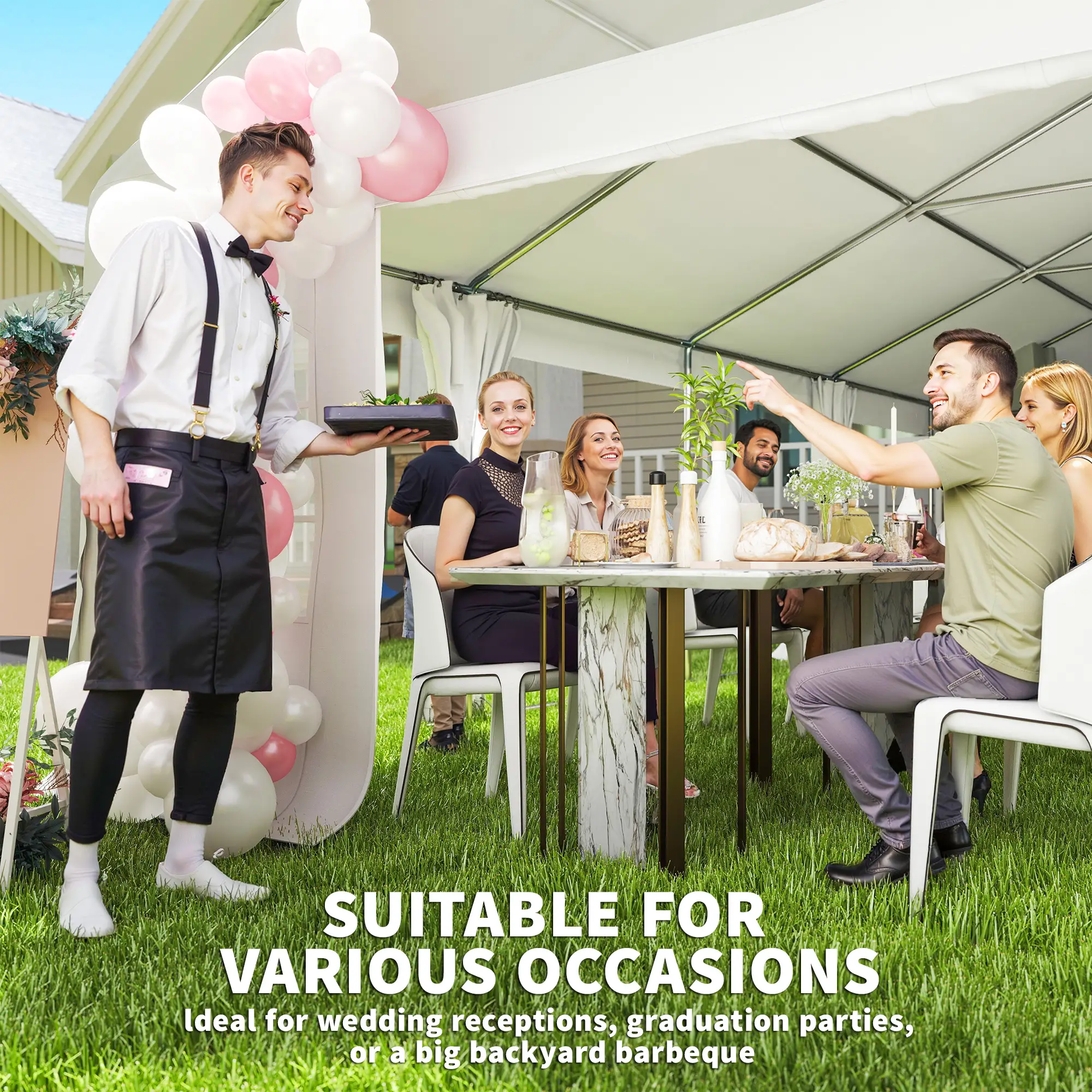 Duty Party Tent, 20' x 40' Large Sun Shade Canopy Tent for Parties, Wedding, Events, BBQ Grill, White