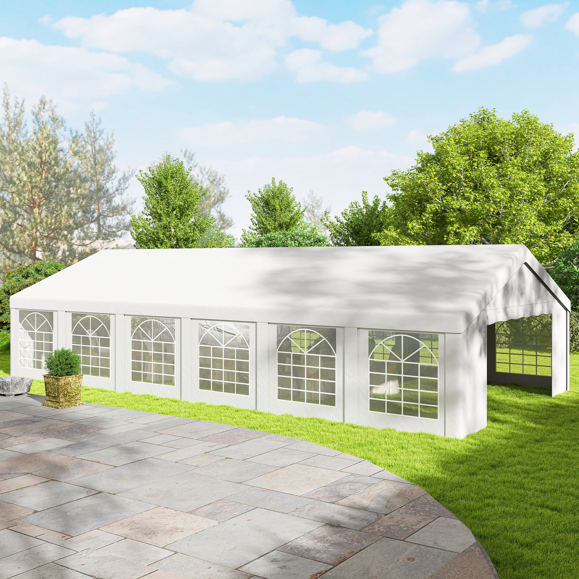 20' x 42' Party Tent, Outdoor Canopy Tent with 12 Removable Window Sidewalls for Parties, Wedding, Events, BBQ