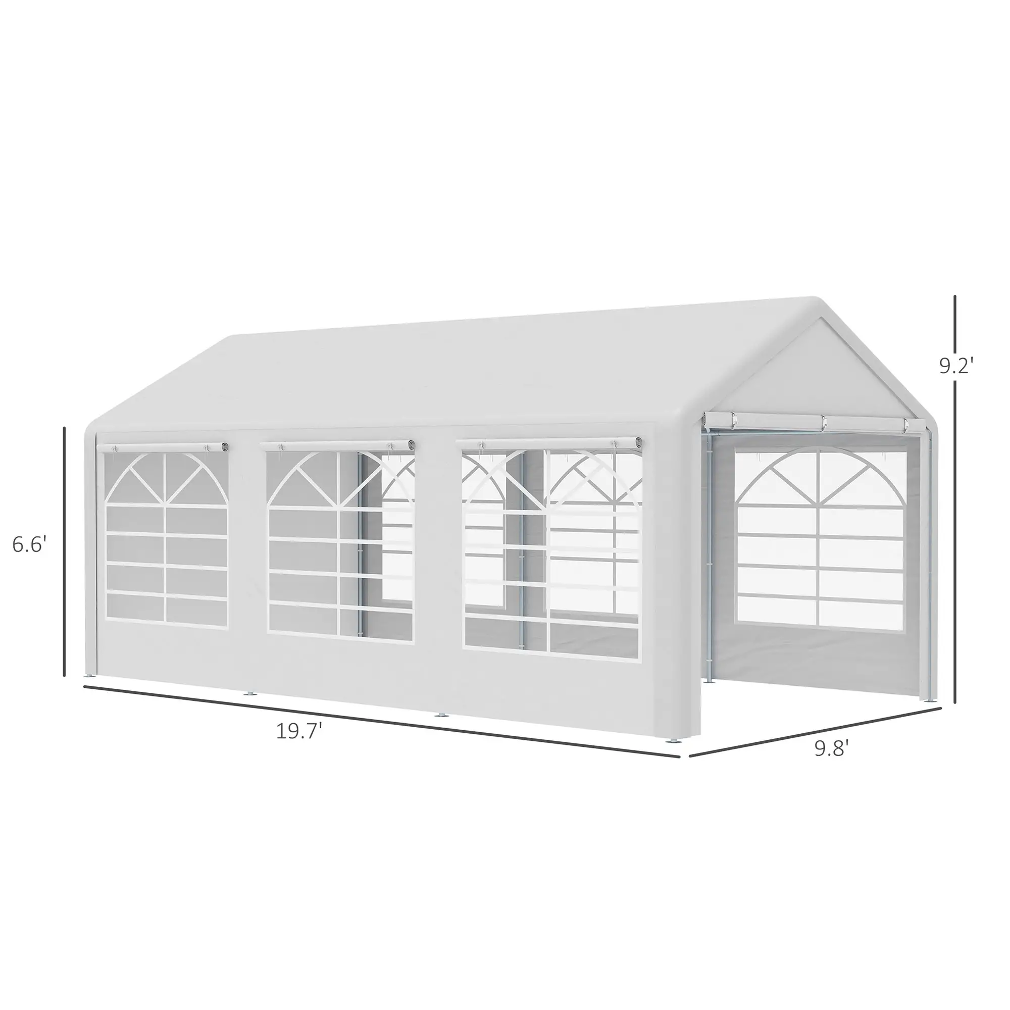 20’ x 10’ Heavy Duty Party Tent Outdoor Carport Canopy Shelter Gazobo with Sidewall, Zipper Door and Windows, White