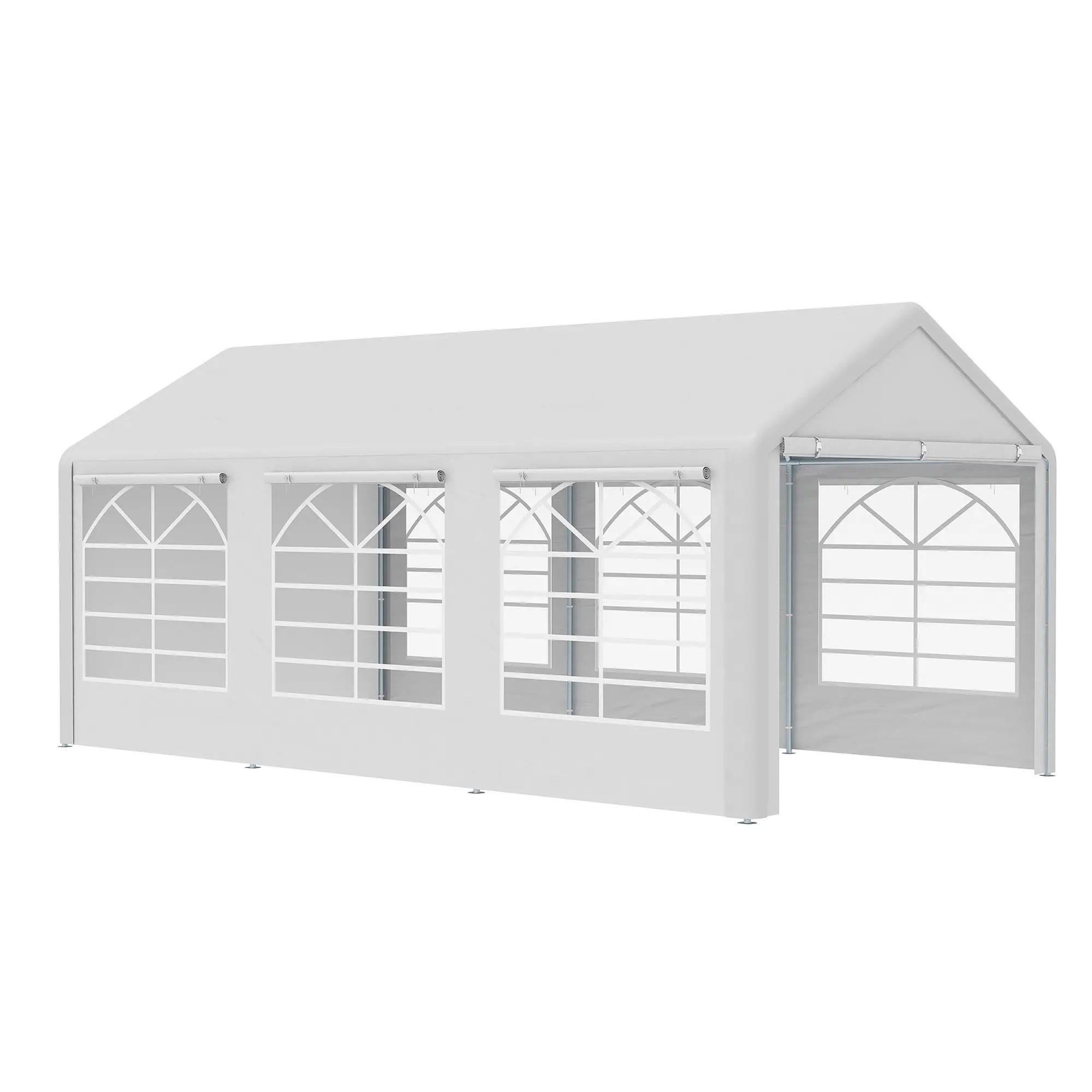 20’ x 10’ Heavy Duty Party Tent Outdoor Carport Canopy Shelter Gazobo with Sidewall, Zipper Door and Windows, White