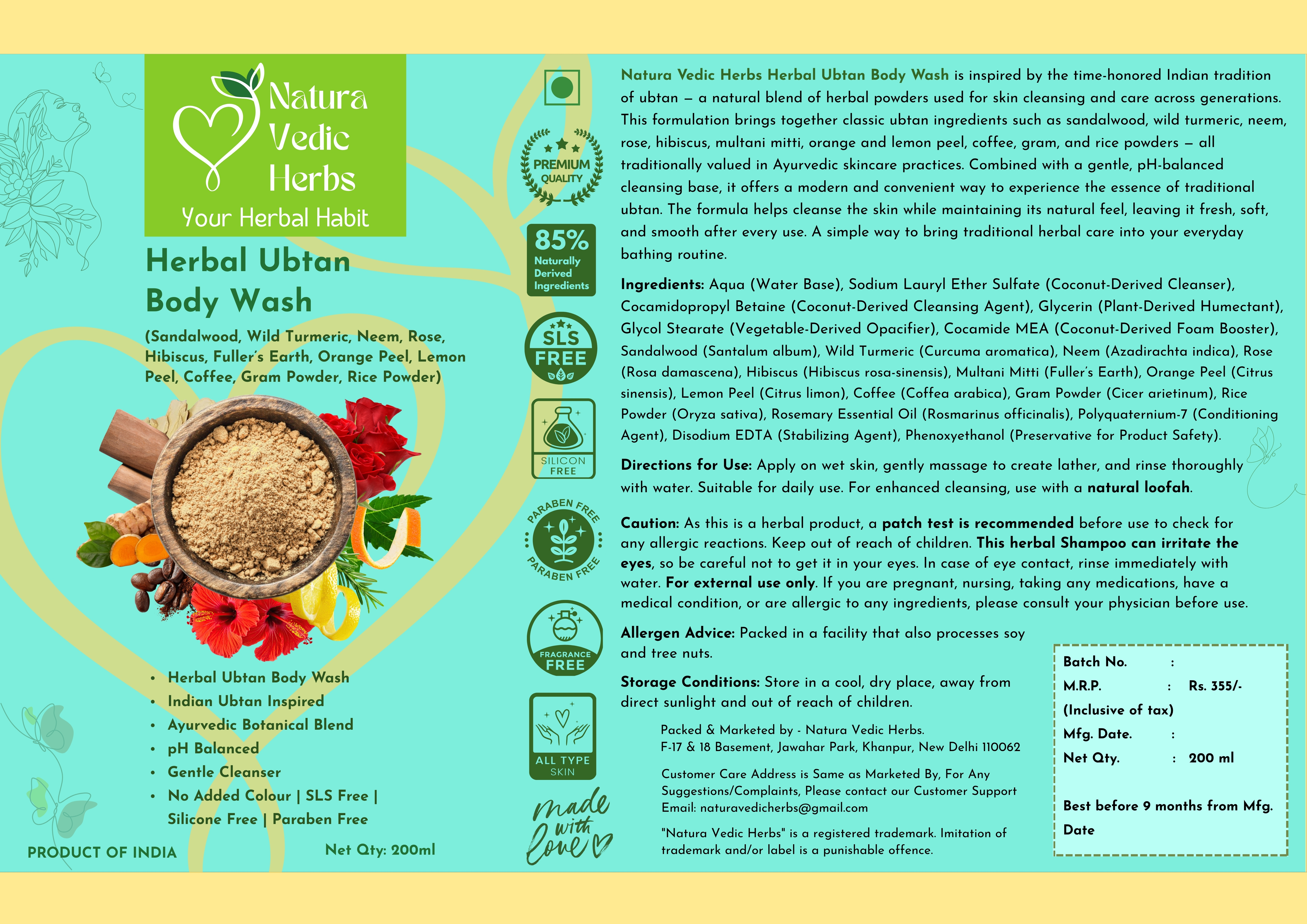 Herbal Ubtan Body Wash 200 ml