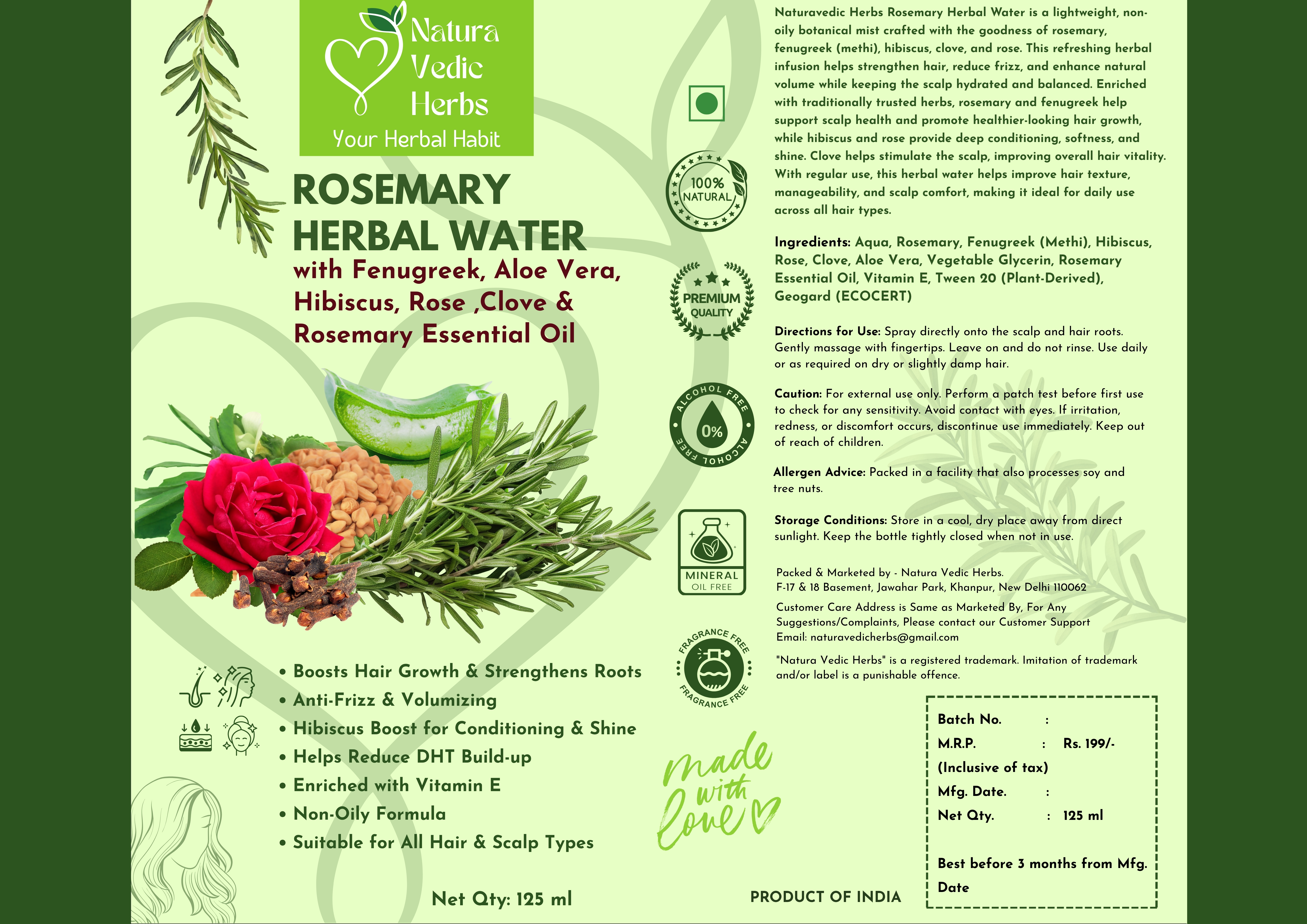Rosemary Herbal Water