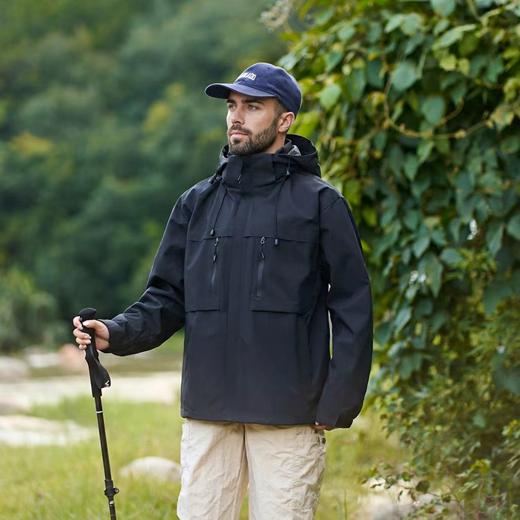 Chaqueta con capucha a prueba de viento para hombre