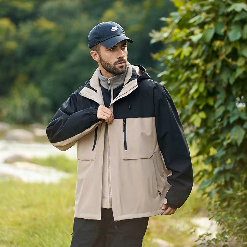Chaqueta con capucha a prueba de viento para hombre