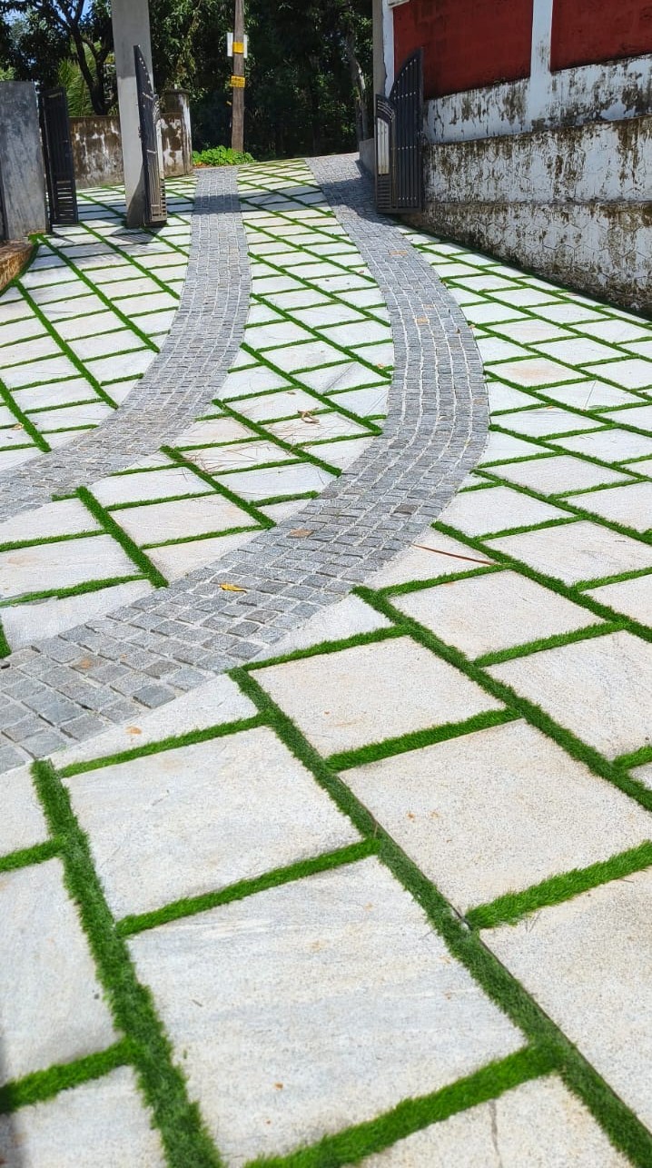 Stone and Grass Driveway Pavers