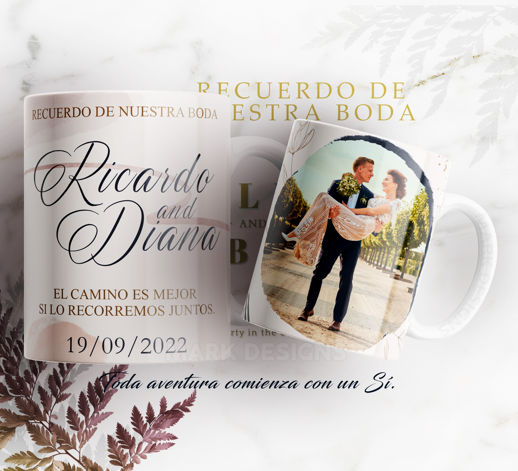 Taza Recuerdo de Boda personalizada
