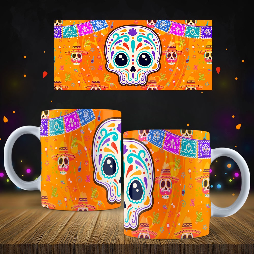 Taza Calavera Colorida