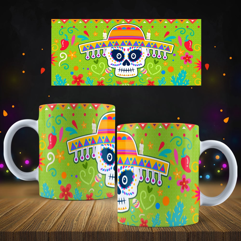 Taza Calavera Colorida