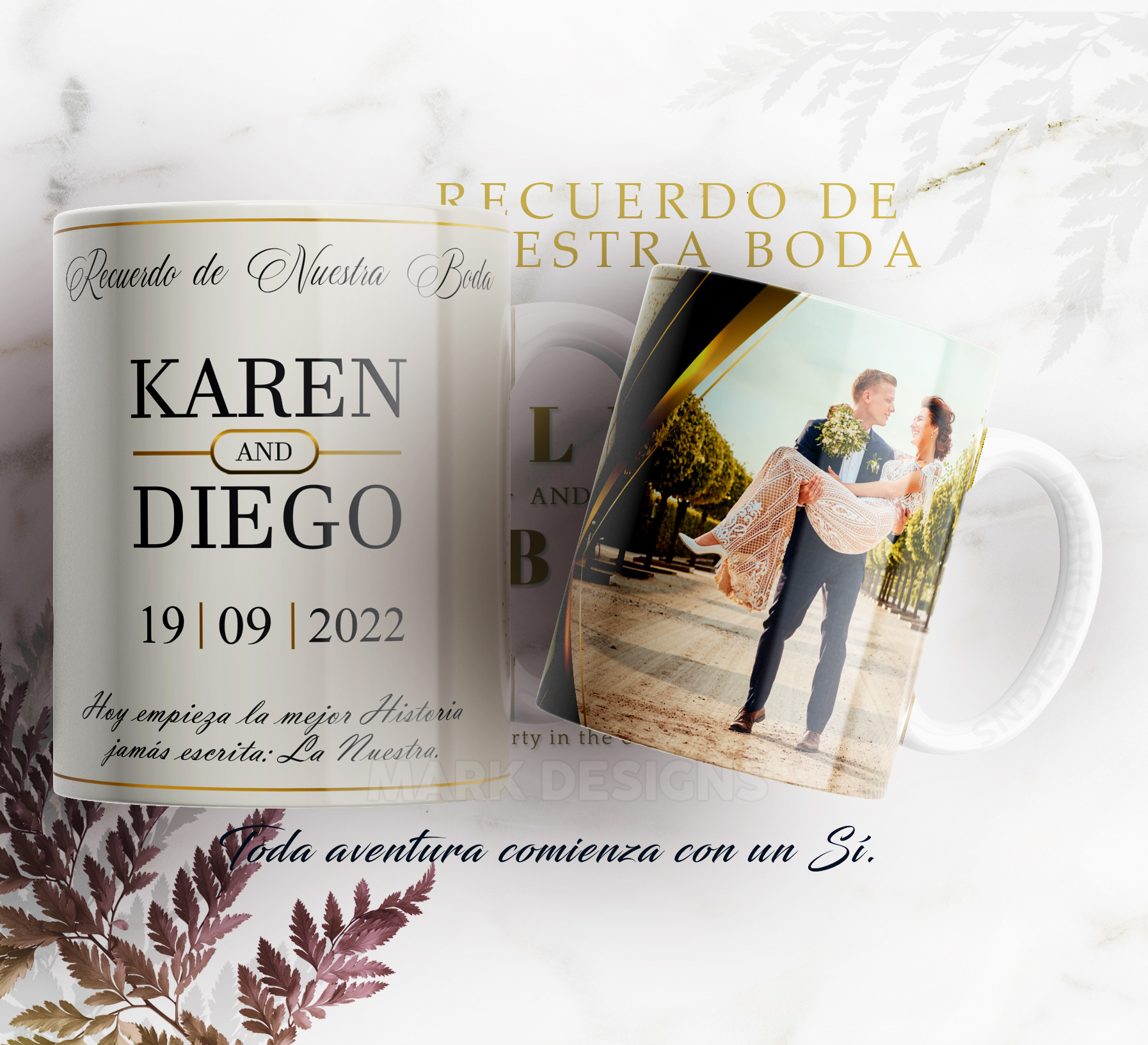 Taza Recuerdo de Boda personalizada