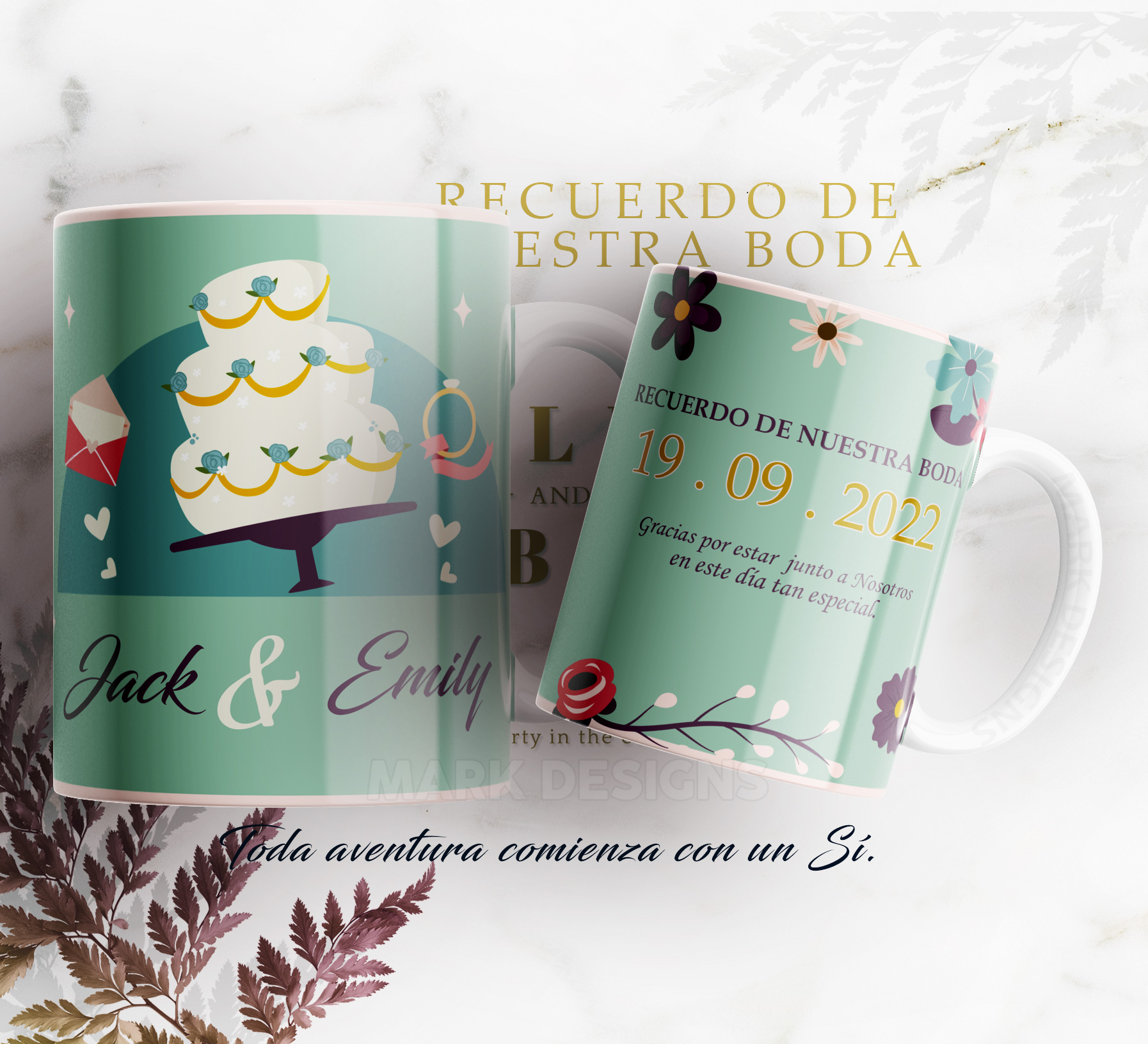 Taza Recuerdo de Boda personalizada