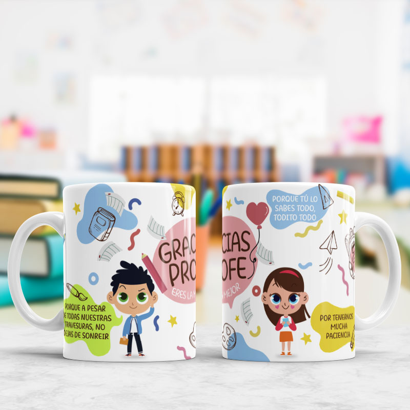 Tazas con frase día del Maestro