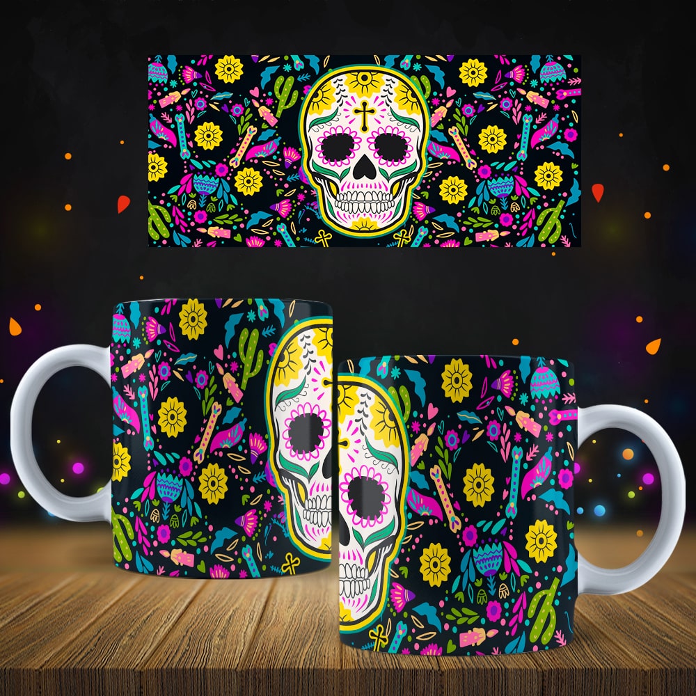 Taza Calavera Colorida