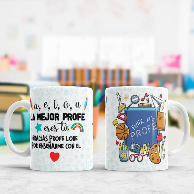 Tazas con frase día del Maestro