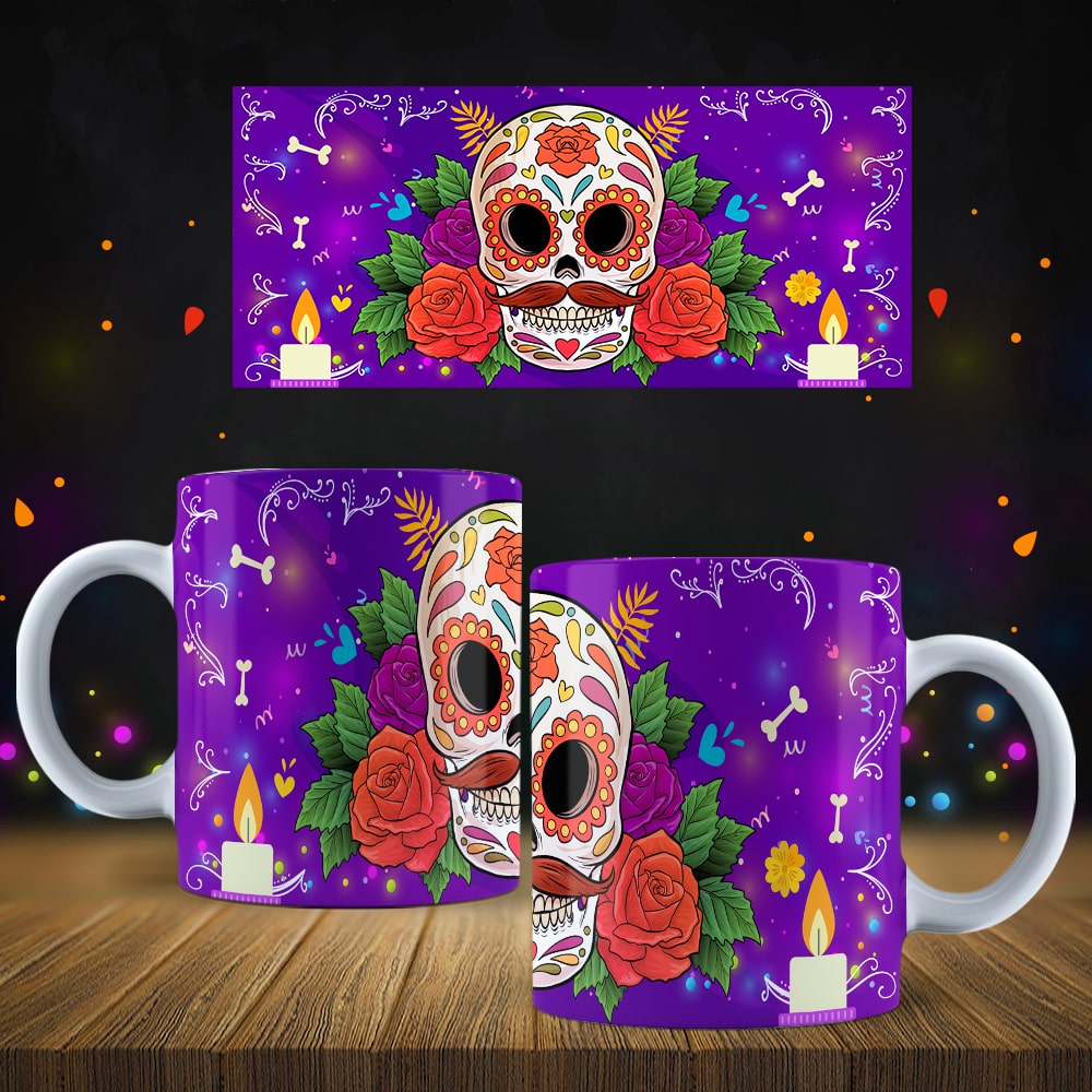 Taza Calavera Colorida