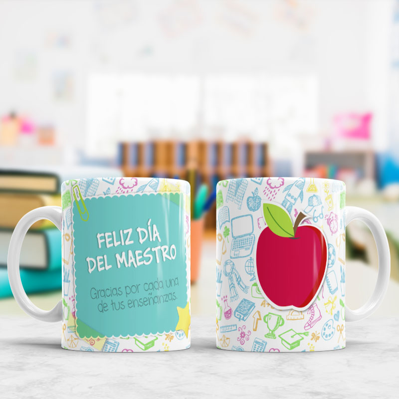 Tazas con frase día del Maestro