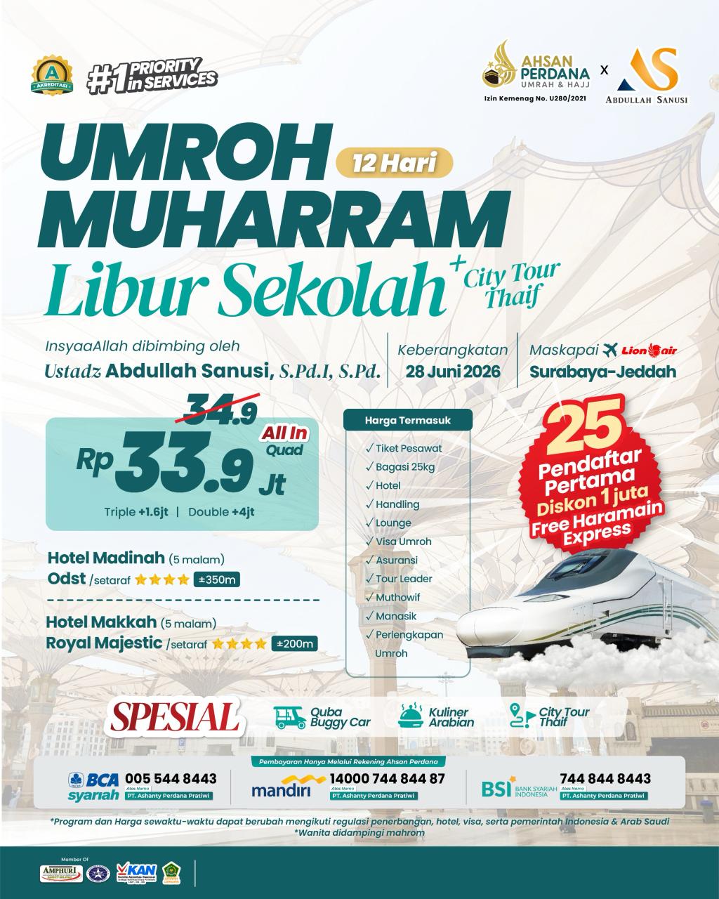 Umroh Sunnah Juni 2026 Liburan Sekolah
