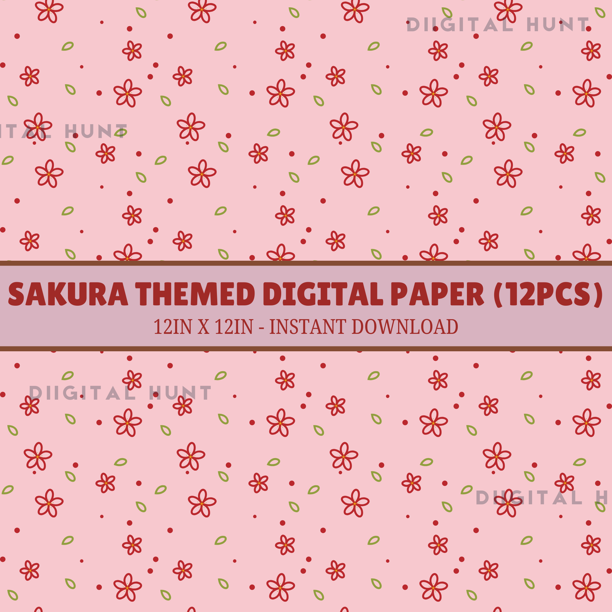 Sakura Digital Paper | 12 Seamless Patterns | Digital Download | Commercial Use