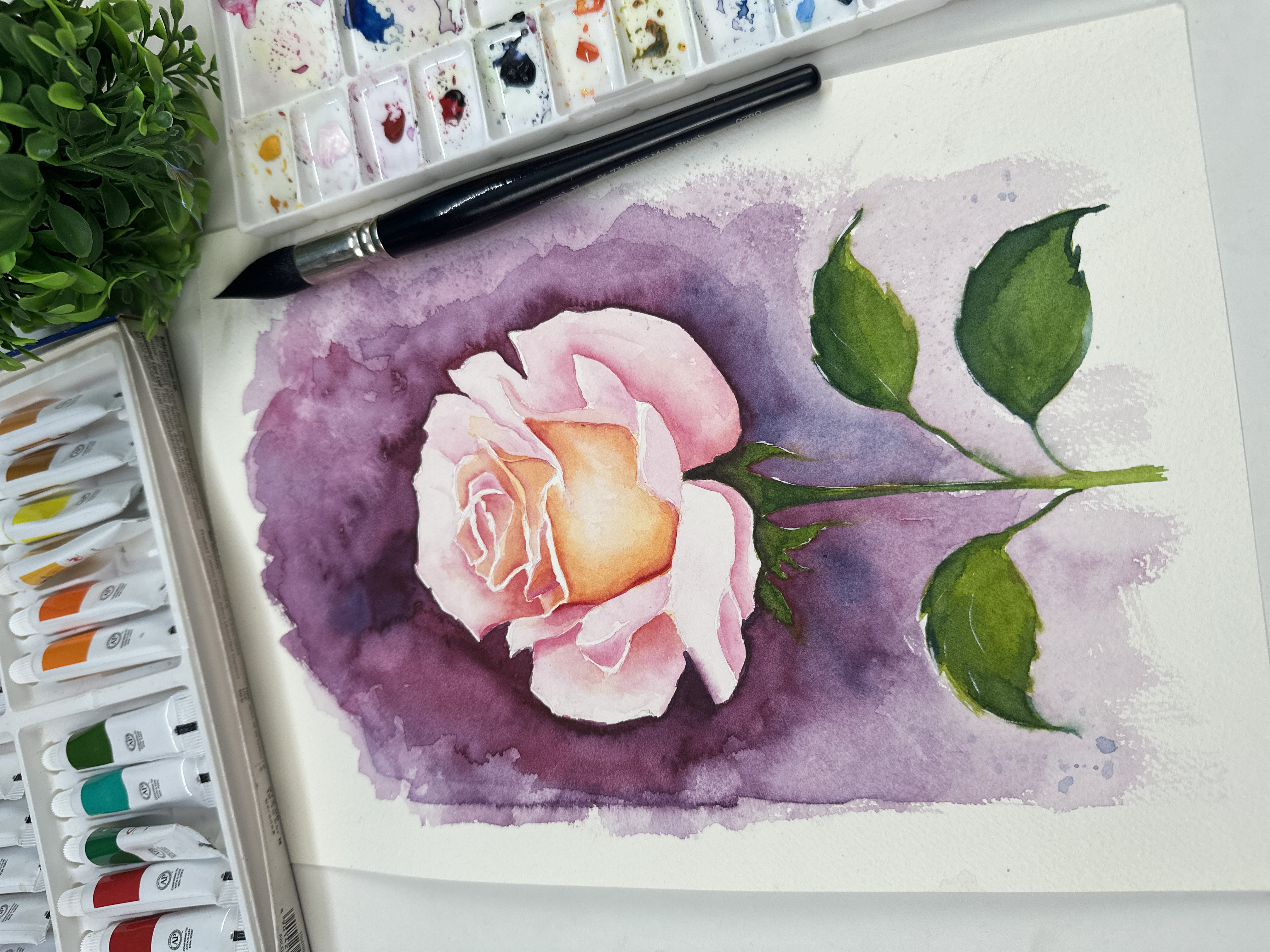 Watercolor Rose Painting
