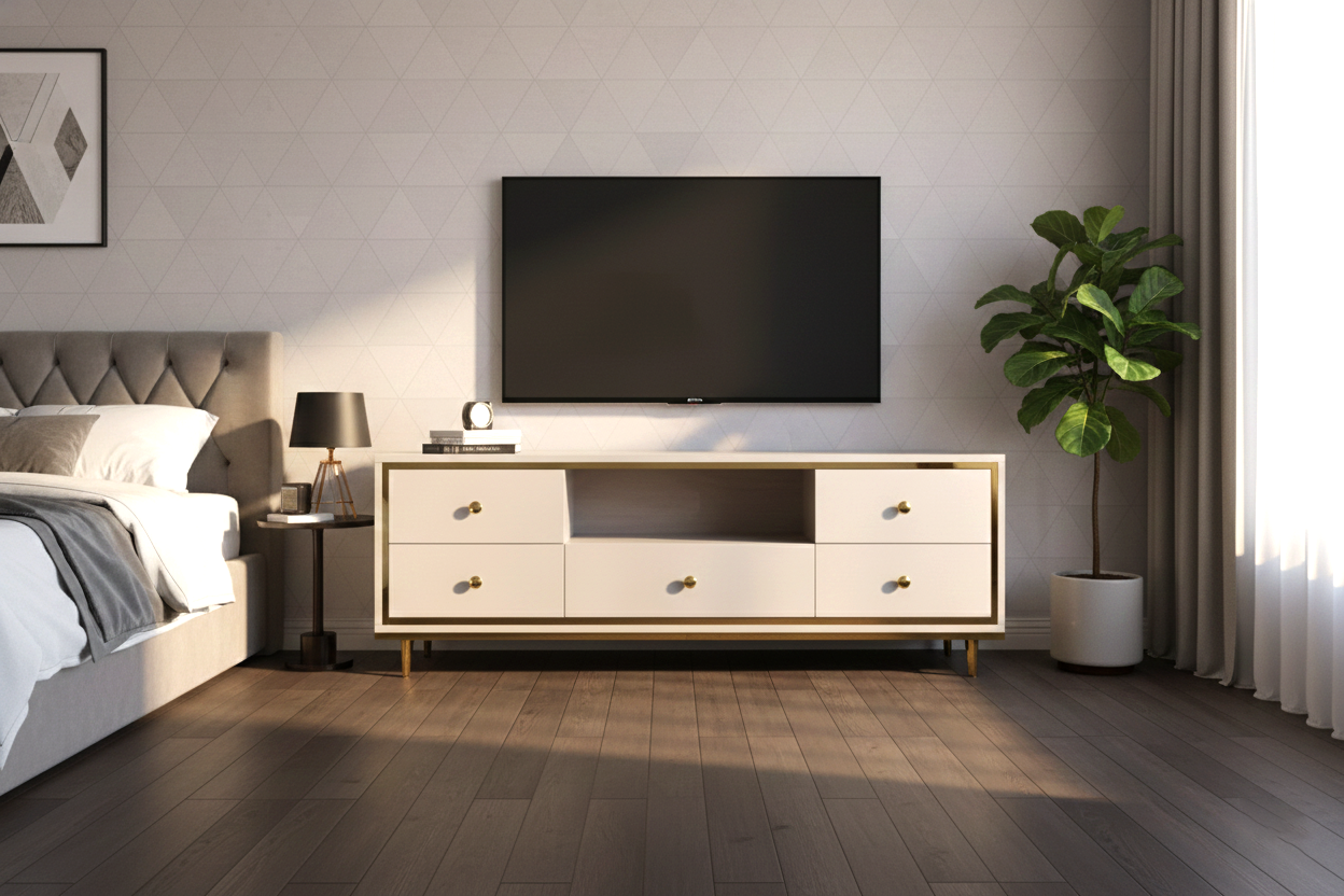 Furnistiq Smart TV Unit with Storage Drawers – Modern Space-Saving Console