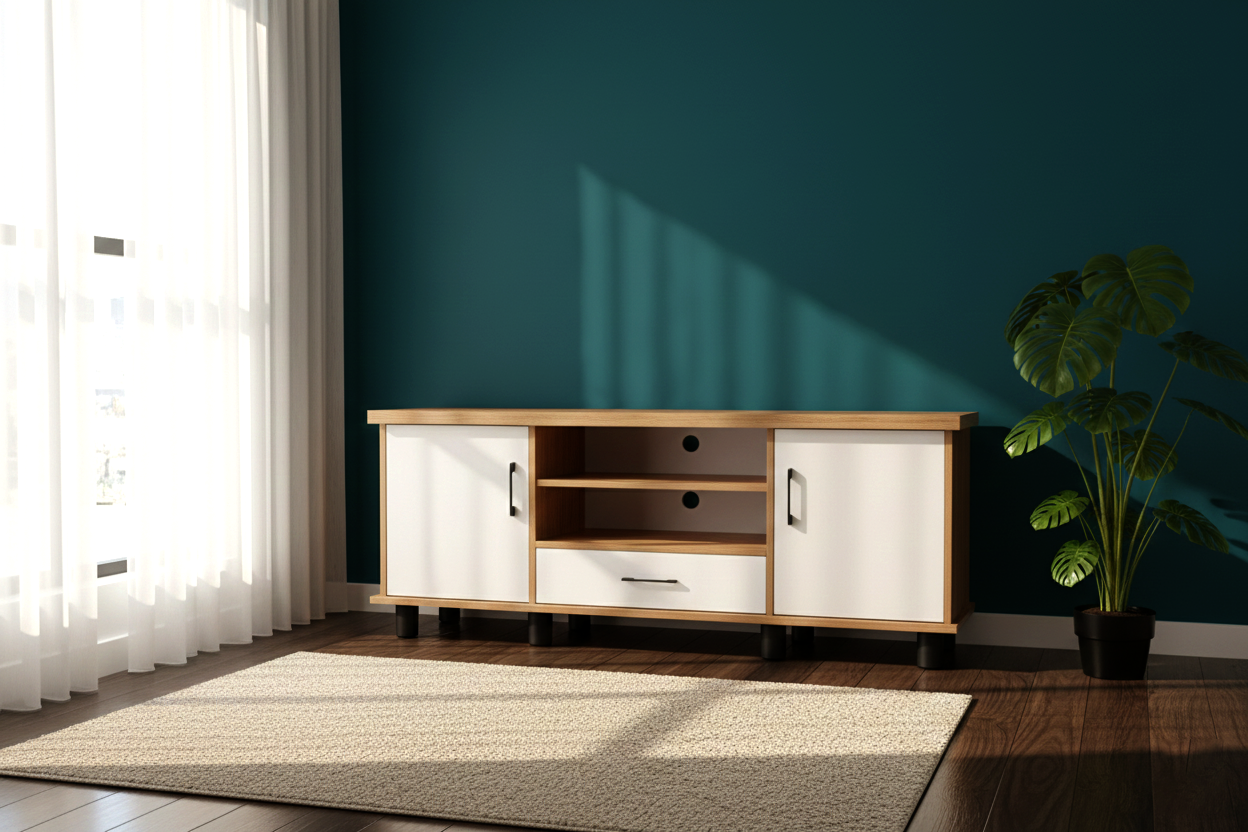 Furnistiq Smart TV Unit with Storage Drawers – Modern Space-Saving Console