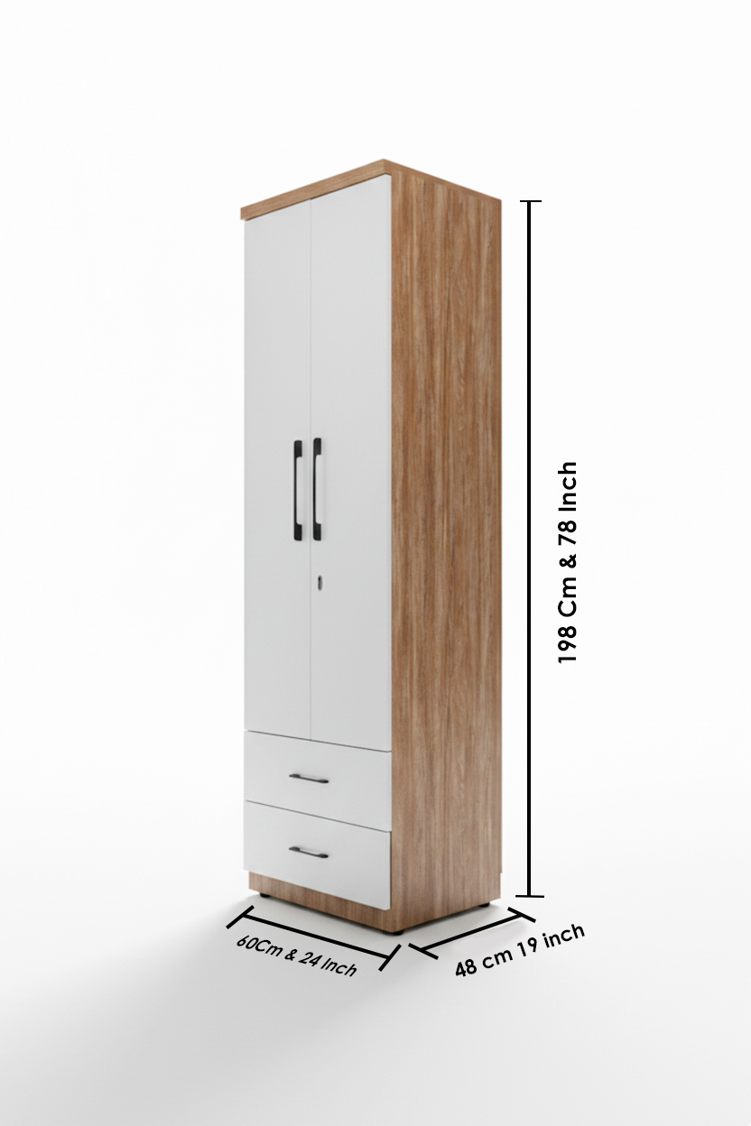 Furnistiq Smart 2-Door with 2- Drawers Wardrobe – Modern Space-Saving Storage